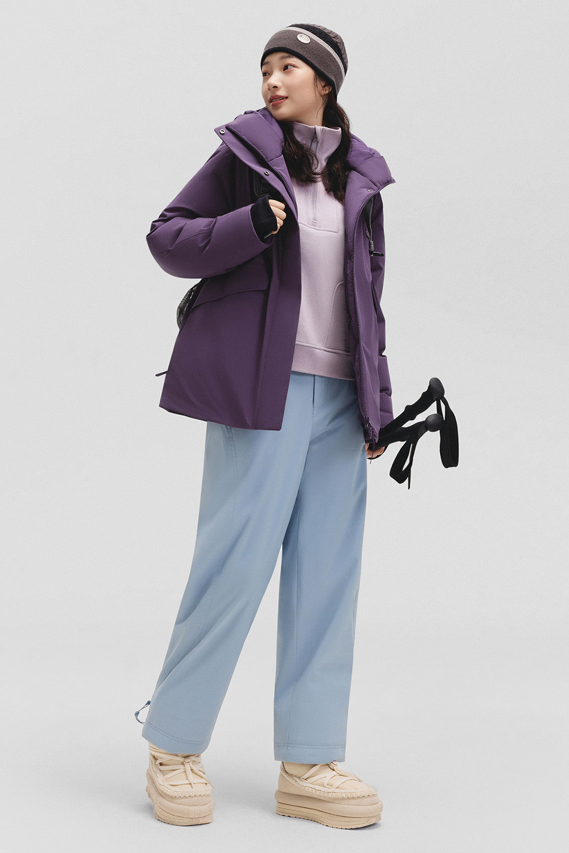 beneunder frostshield – women’s full-protection boxy down jacket (extra warm, long sleeve) #color_purple