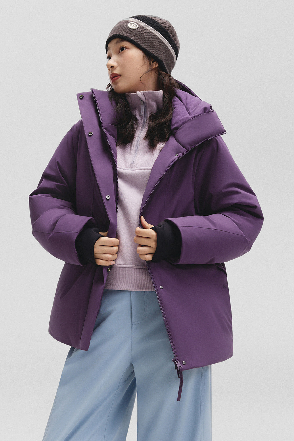 beneunder frostshield – women’s full-protection boxy down jacket (extra warm, long sleeve) #color_purple