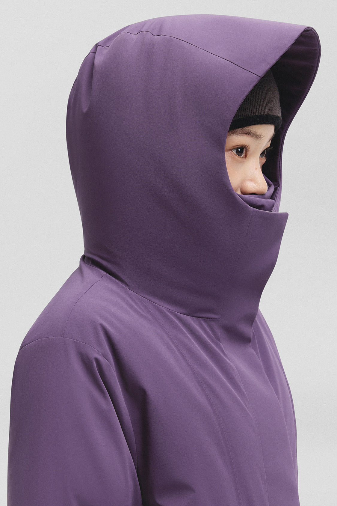 beneunder frostshield – women’s full-protection boxy down jacket (extra warm, long sleeve) #color_purple