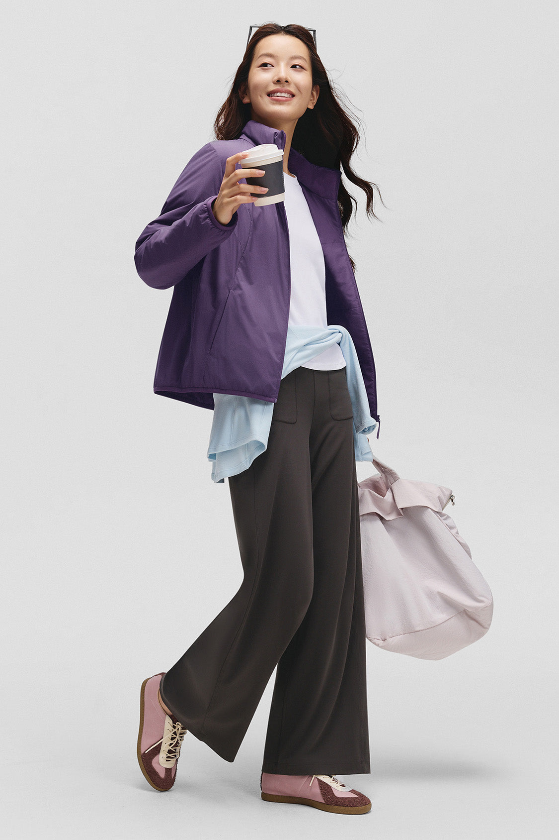 beneunder peakstand womens medium warmth stand collar fleece jacket #color_purple