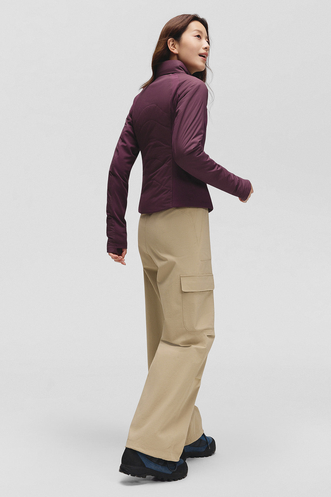 beneunder hoodmotion womens medium warmth hooded stretch fleece jacket #color_purple