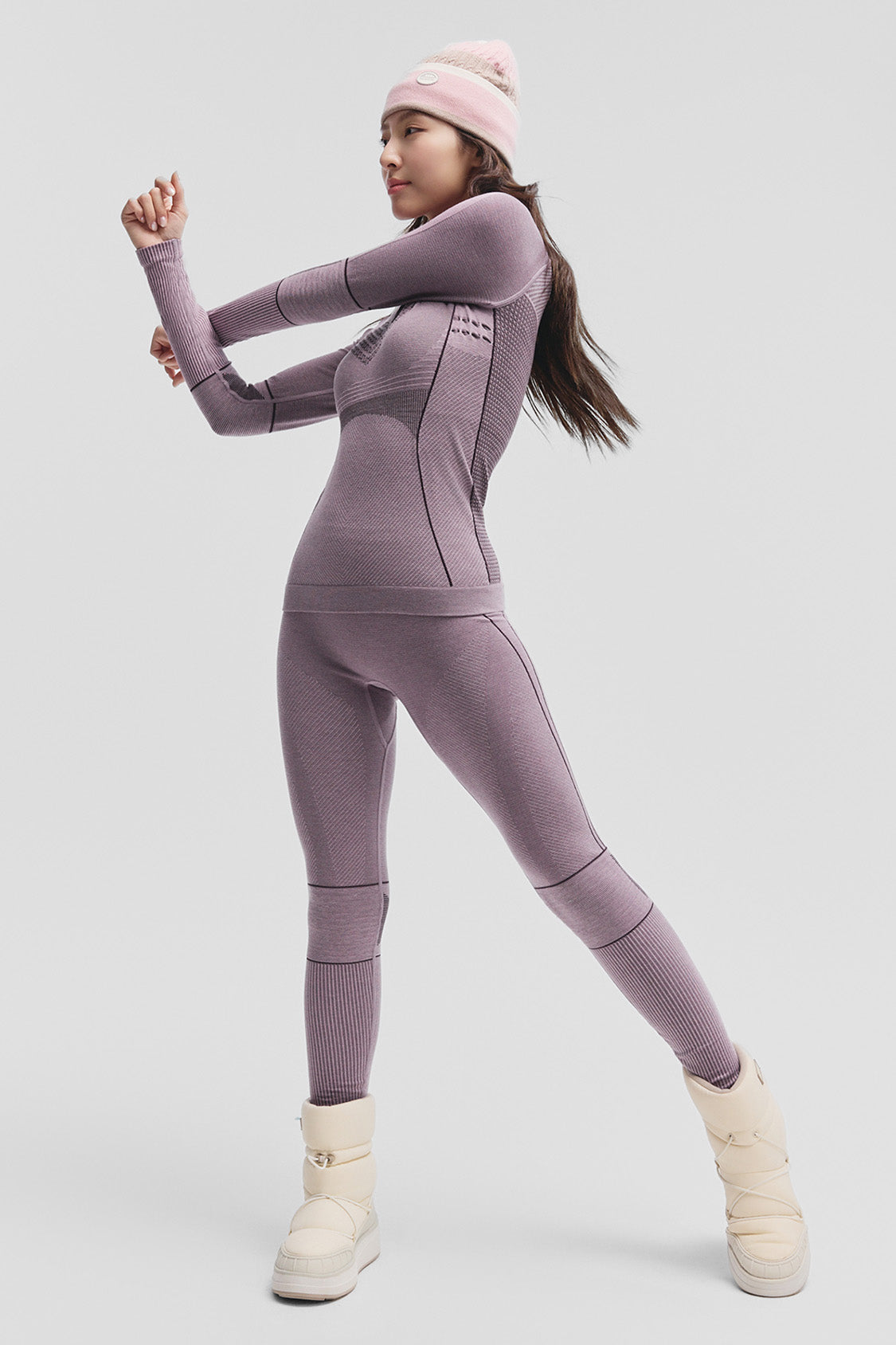 beneunder cozyset womens extra warmth outdoor performance base layer set #color_purple