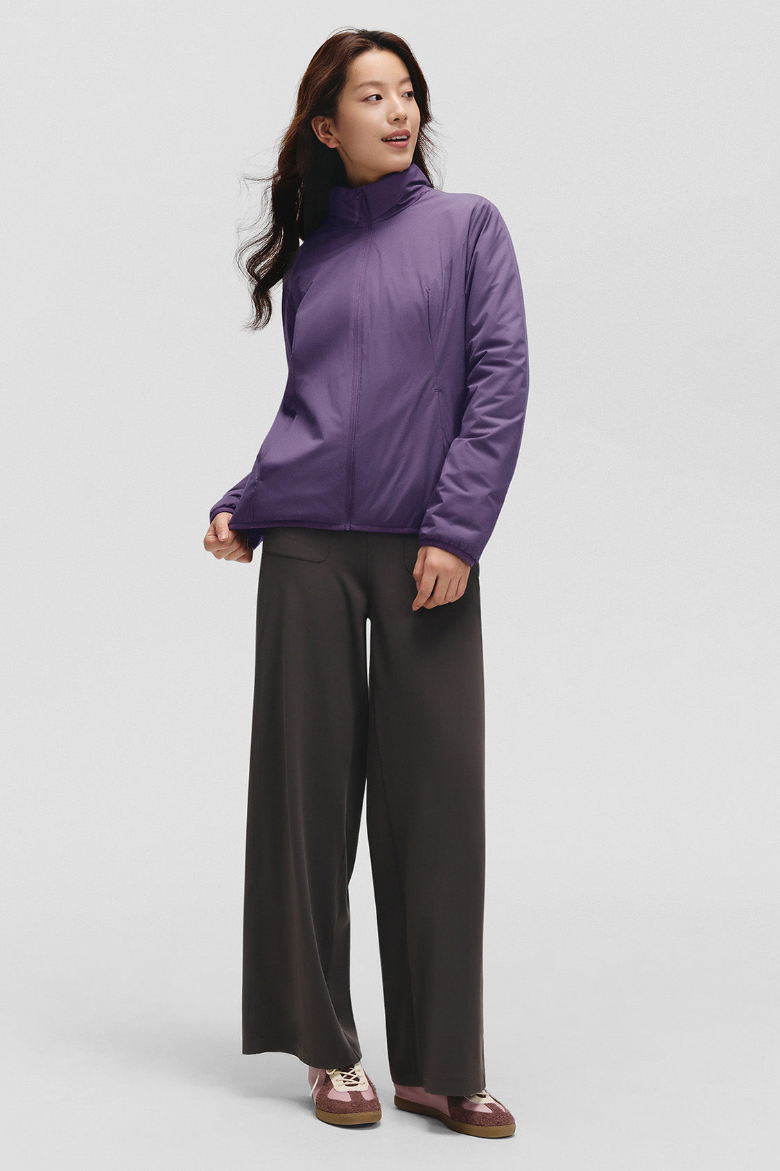 beneunder peakstand womens medium warmth stand collar fleece jacket #color_purple