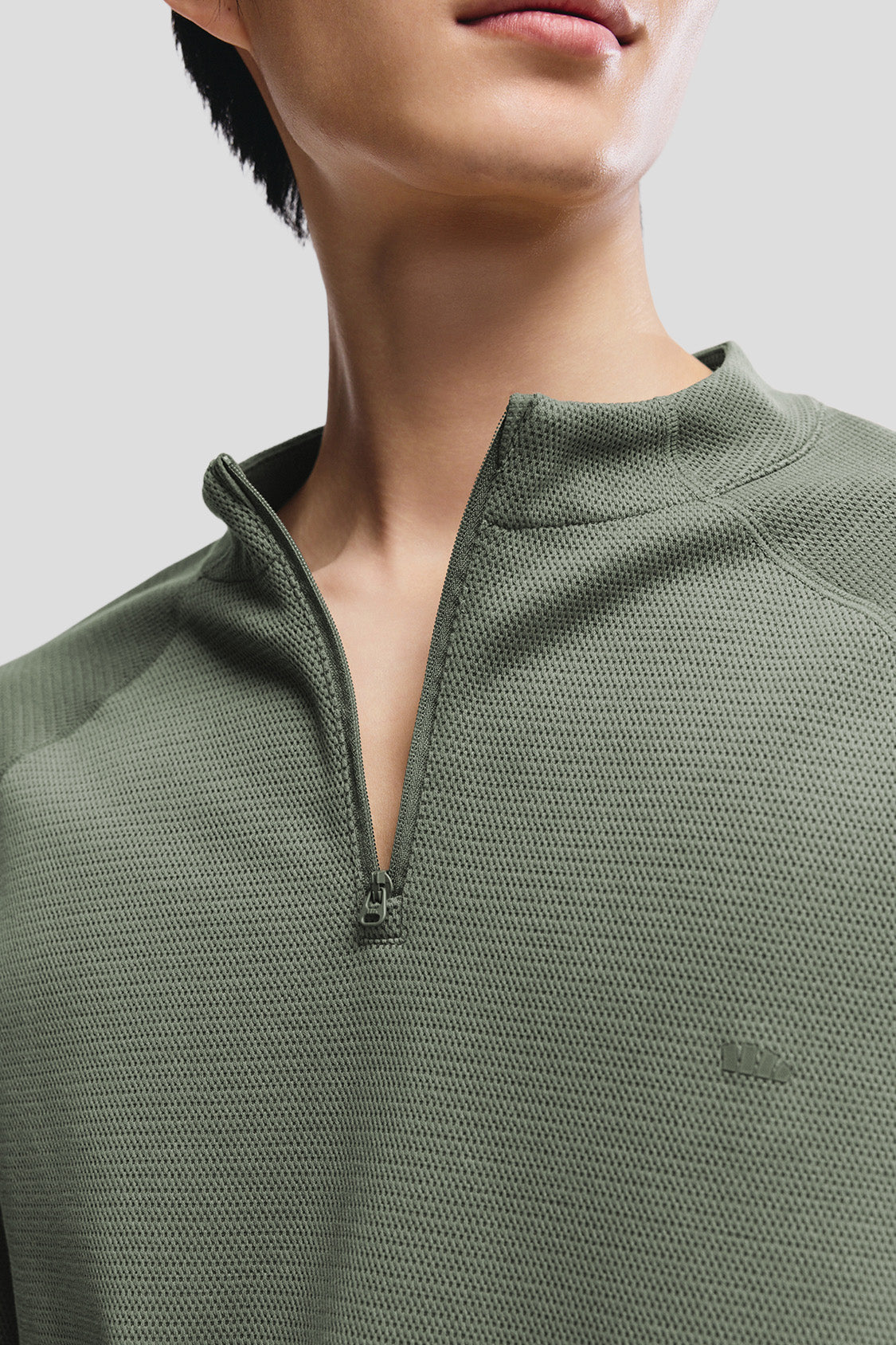 beneunder wickcore mens stand collar wicking base layer #color_sage green