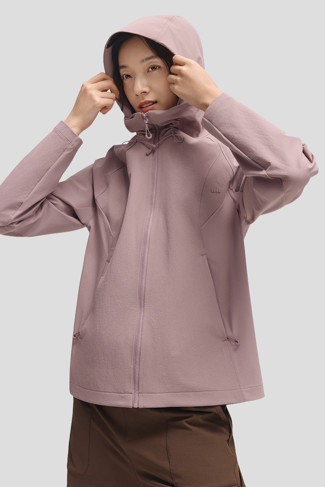 beneunder tritherm womens medium warmth 3 in 1 softshell down jacket #color_taupe