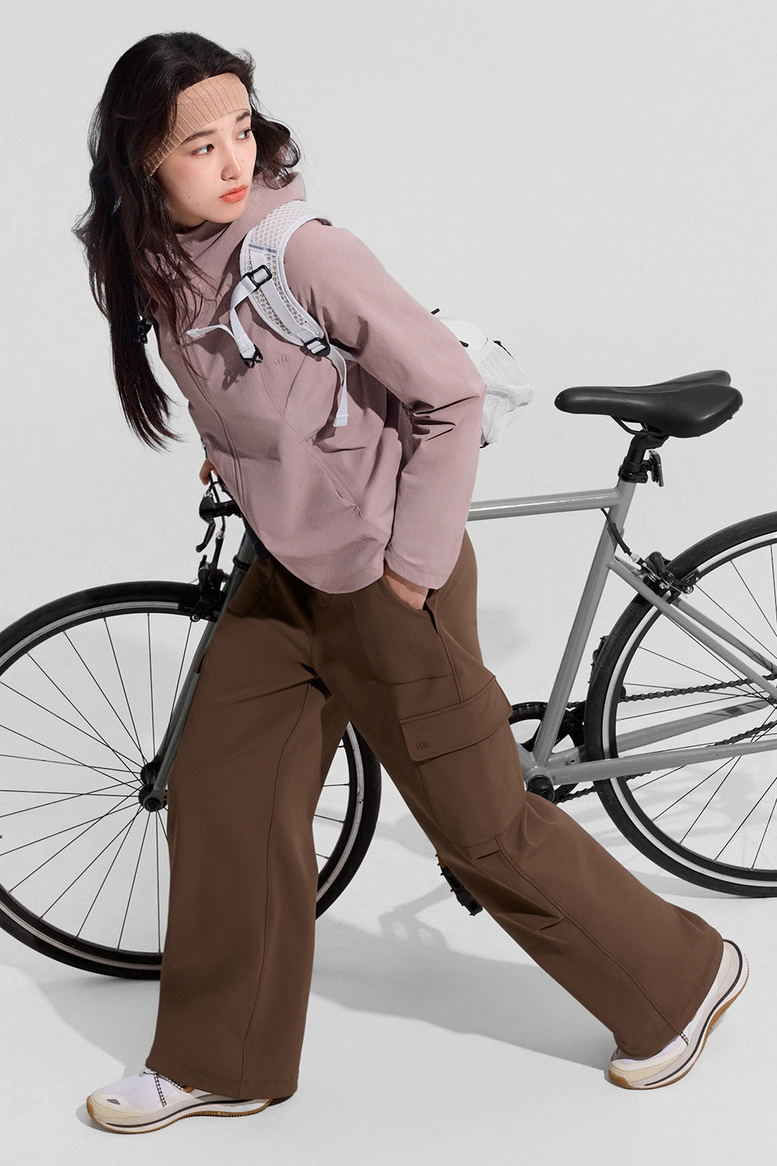 beneunder tritherm womens medium warmth 3 in 1 softshell down jacket #color_taupe