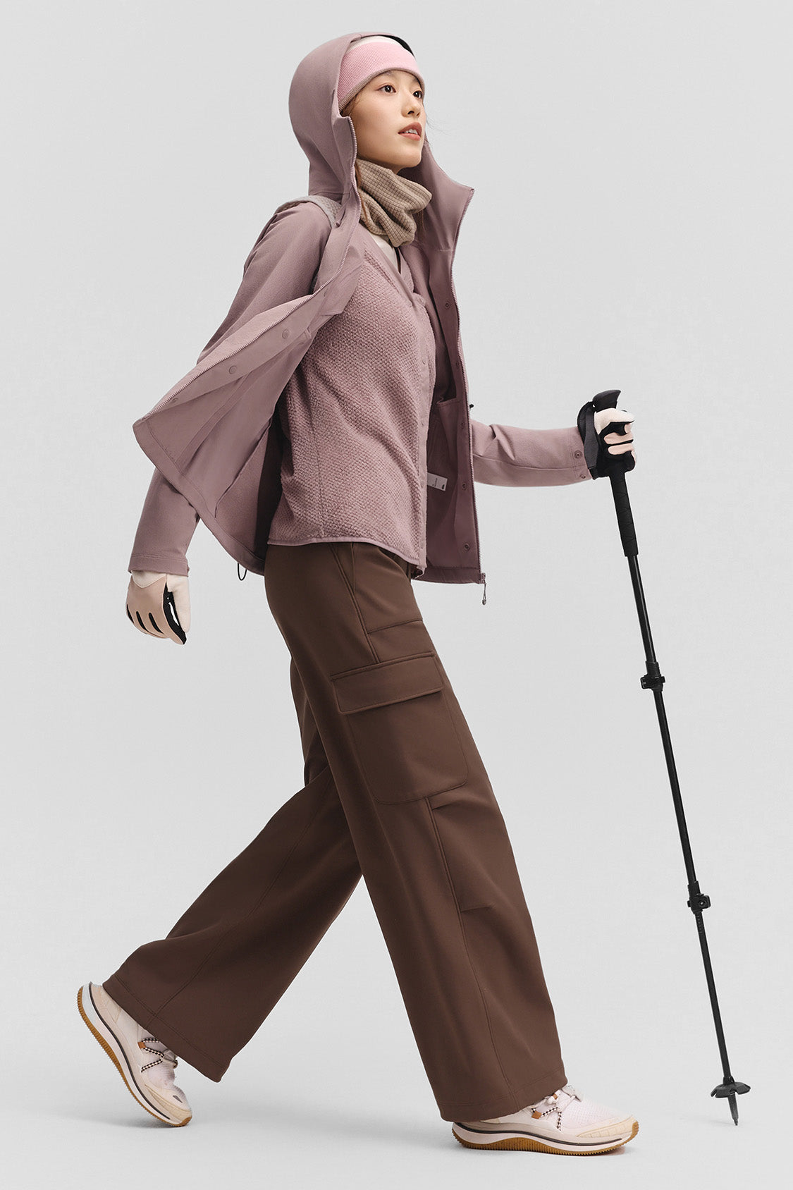 beneunder tritherm womens medium warmth 3 in 1 softshell down jacket #color_taupe