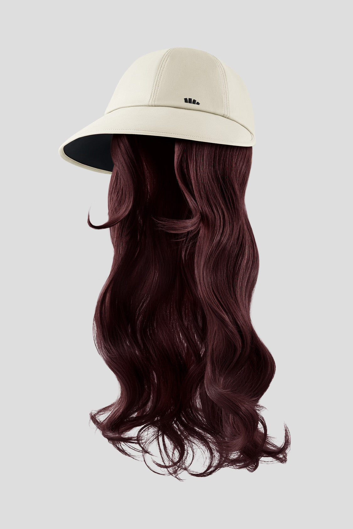 women's puffi-hair sun shield cap with 3d ventilation dome #color_teal cap with brugndy dream curls