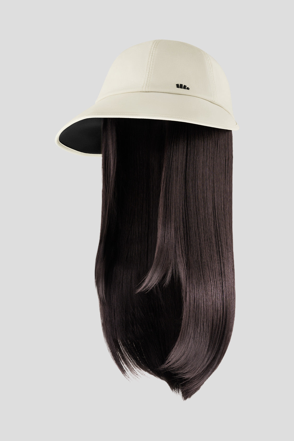 women's puffi-hair sun shield cap with 3d ventilation dome #color_teal cap with deep brunette hair