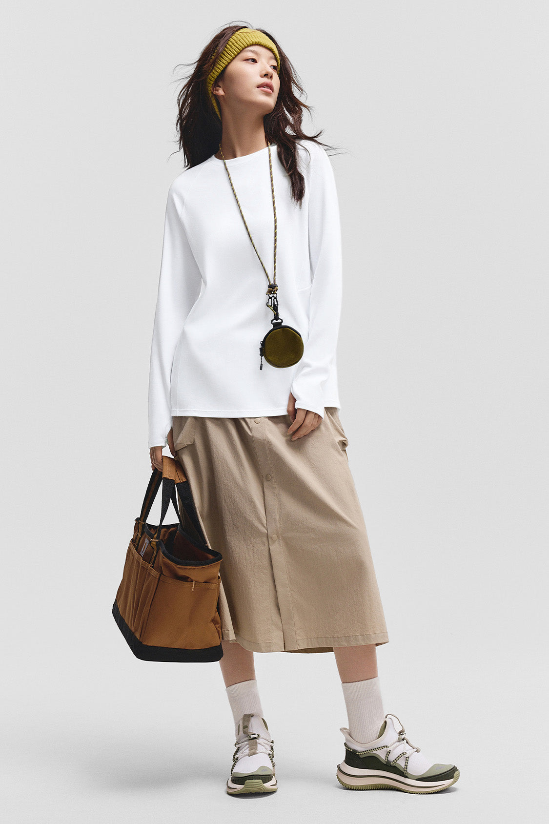 beneunder gopod womens memory cotton stretch long sleeve tee#color_white