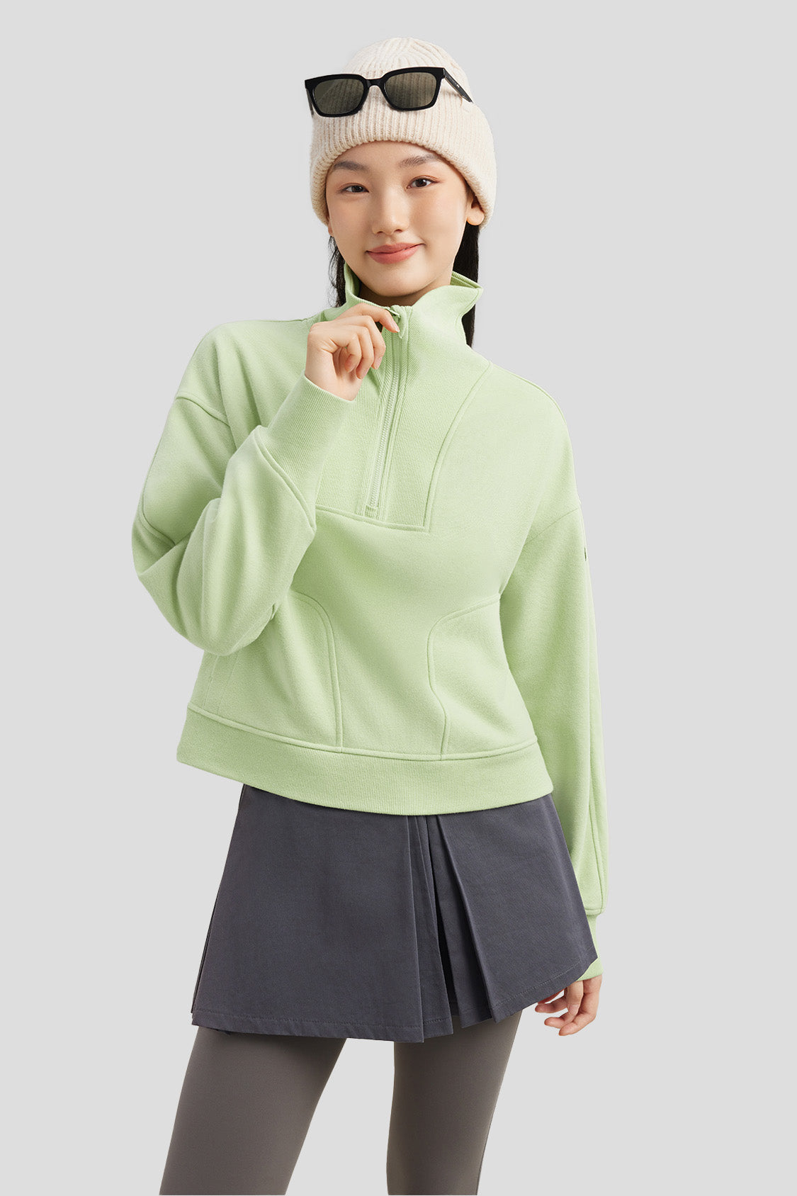 women's half-zip pullover sweatshirt #color_green