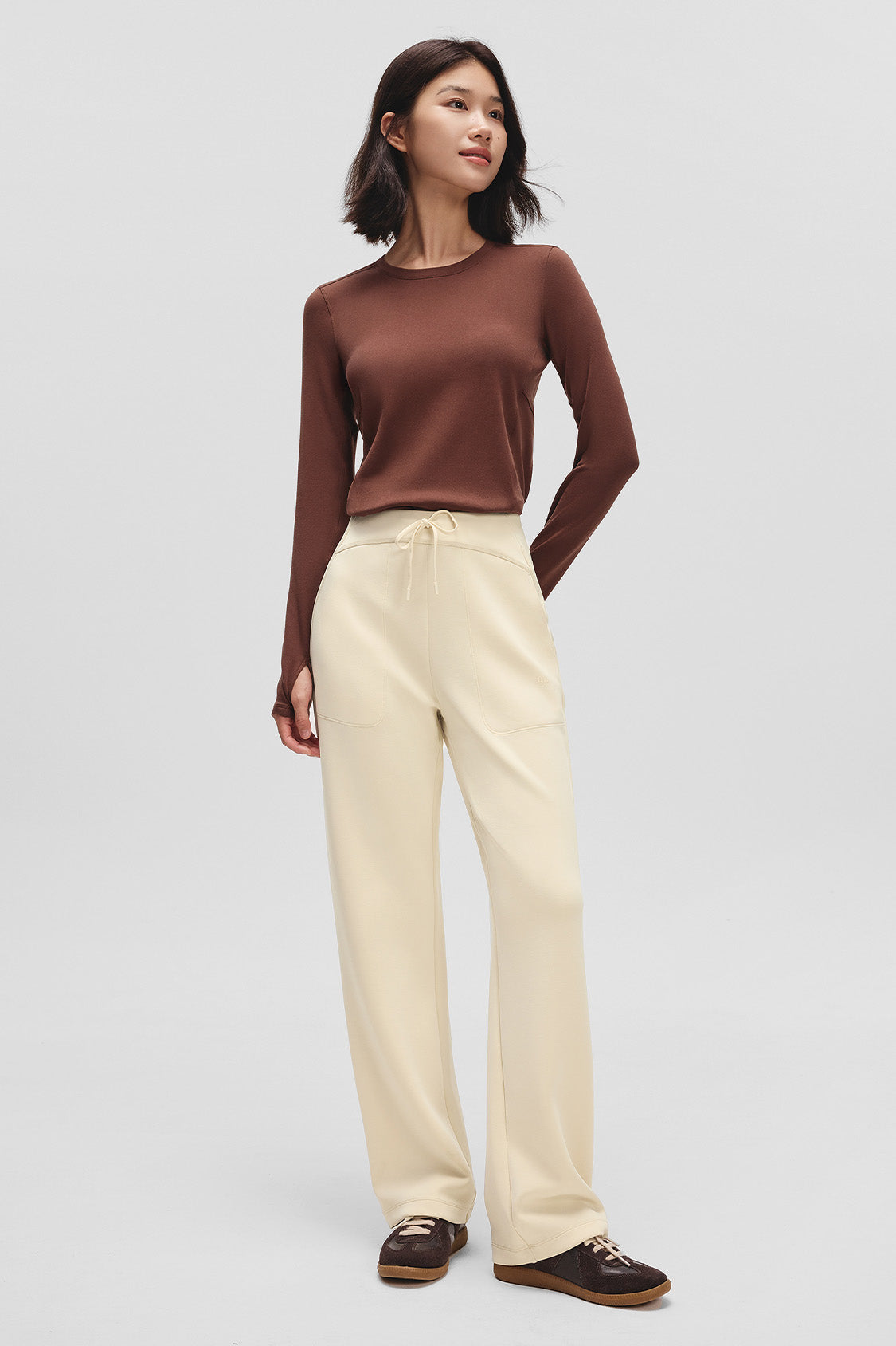 beneunder flexstraight womens high stretch straight leg pants #color_beige