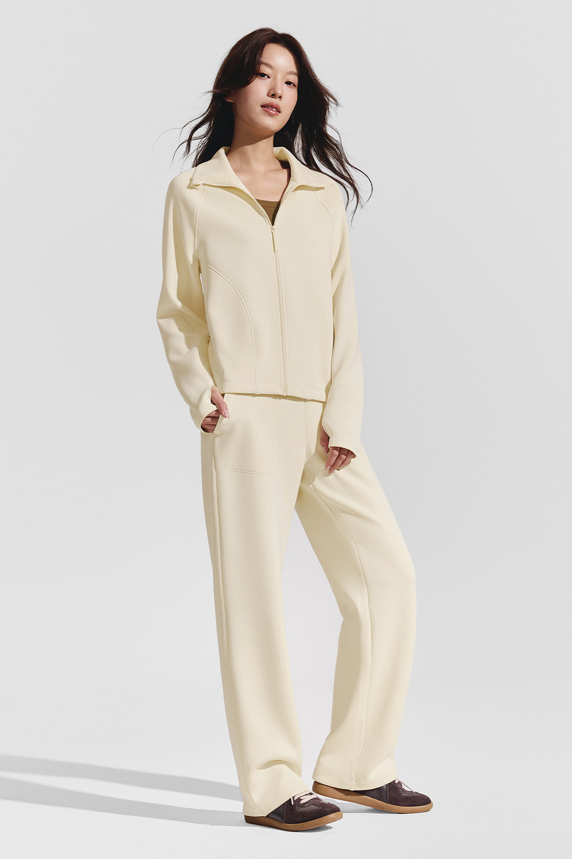 beneunder breezeshield womens high collar windproof sun jacket upf50#color_yellow