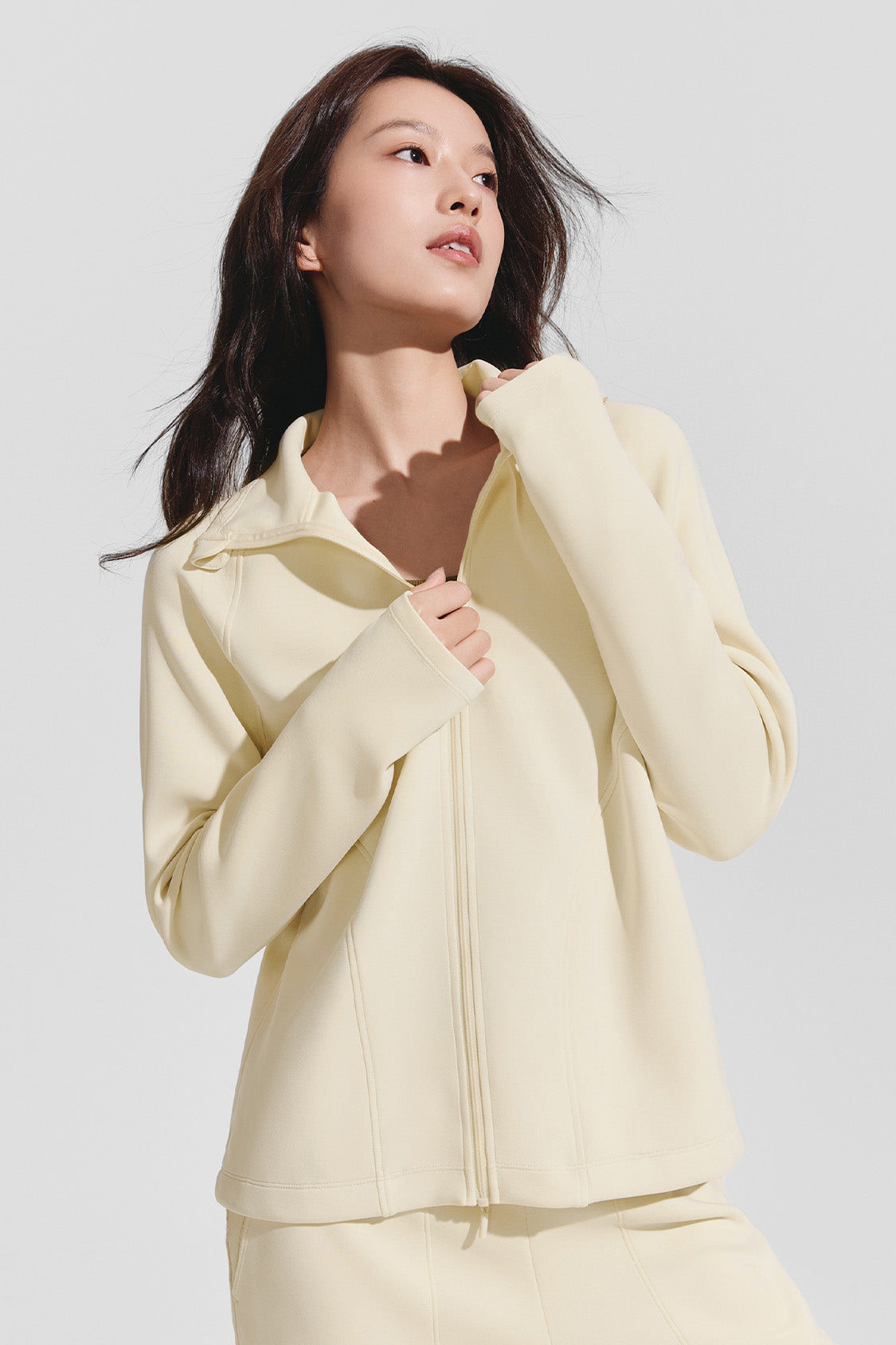 beneunder breezeshield womens high collar windproof sun jacket upf50#color_yellow