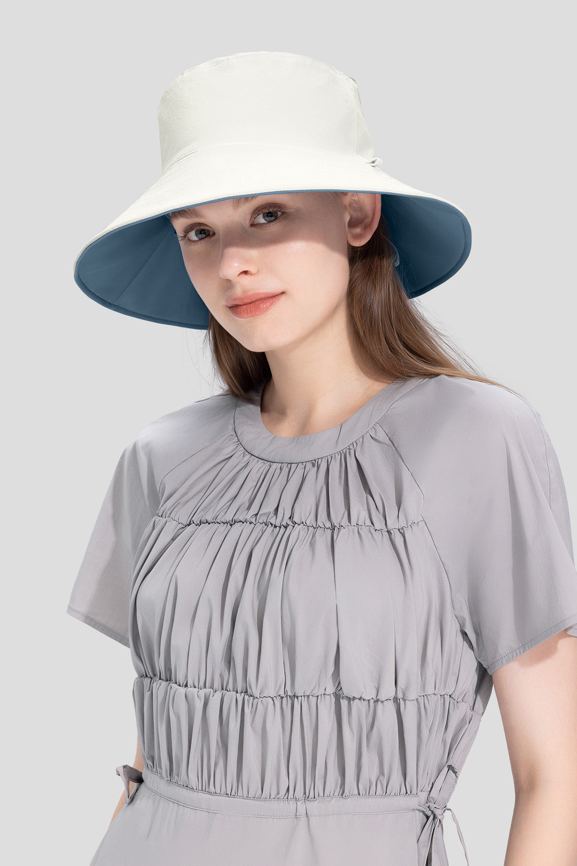 beneunder women's sun hats #color_deep blue gray - white