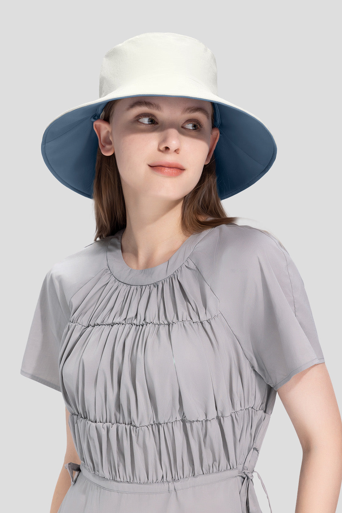 beneunder women's sun hats #color_deep blue gray - white