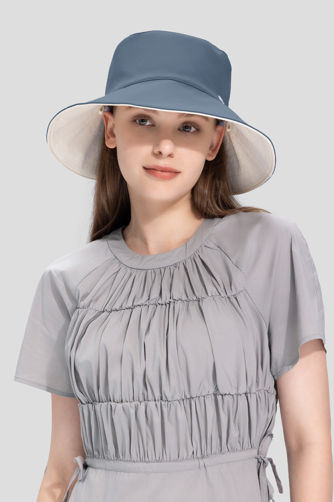 beneunder women's sun hats #color_deep blue gray - white