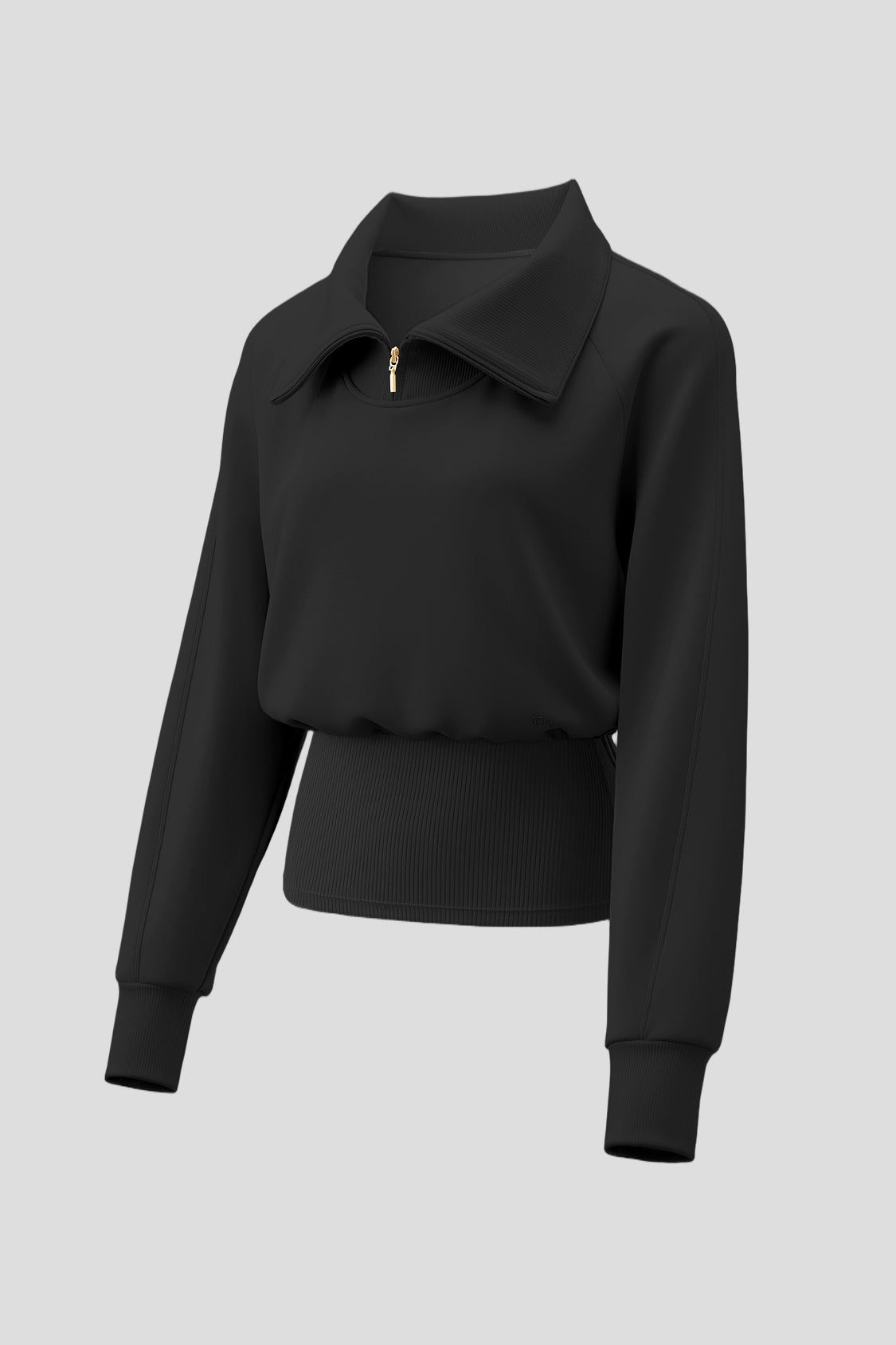 Sudadera entallada de doble capa con media cremallera para mujer HE022