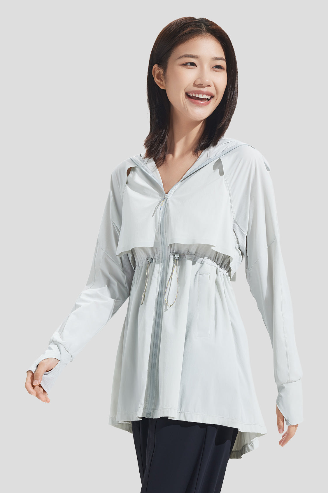 beneunder yunzi yee  women's ultra-lightweight mid-length sun protection clothing UPF50+ #color_galaxy grey