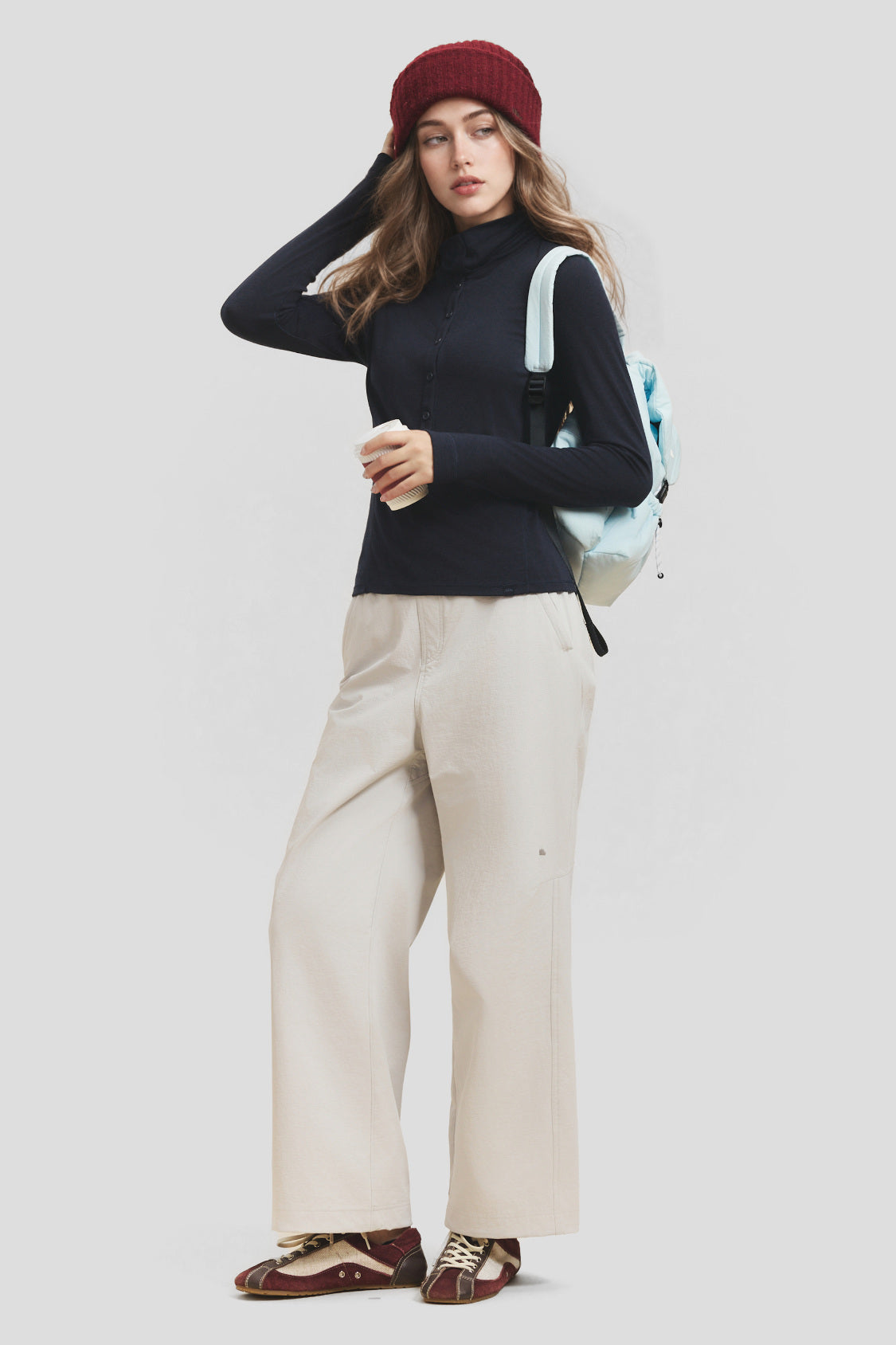 Women's Wool-Blend Collared Base Layer Top (Mid Warmth) HW001