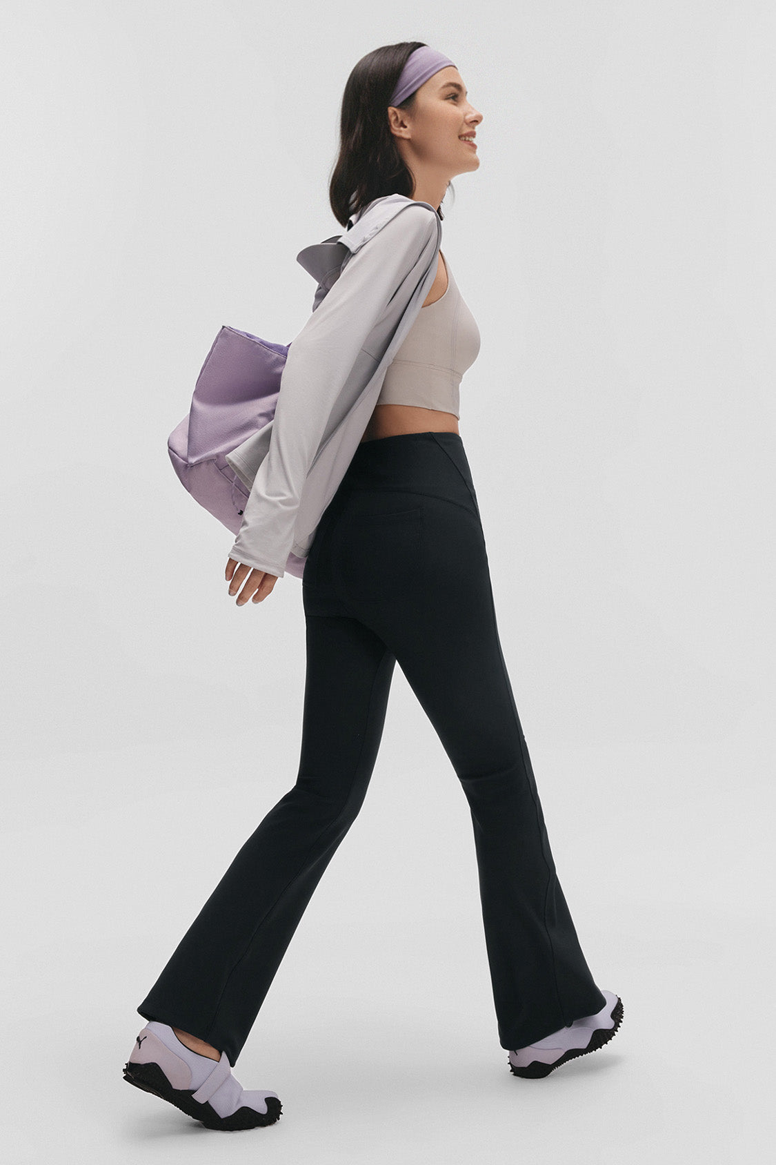 beneunder flexflare womens high stretch mini flare pants #color_black