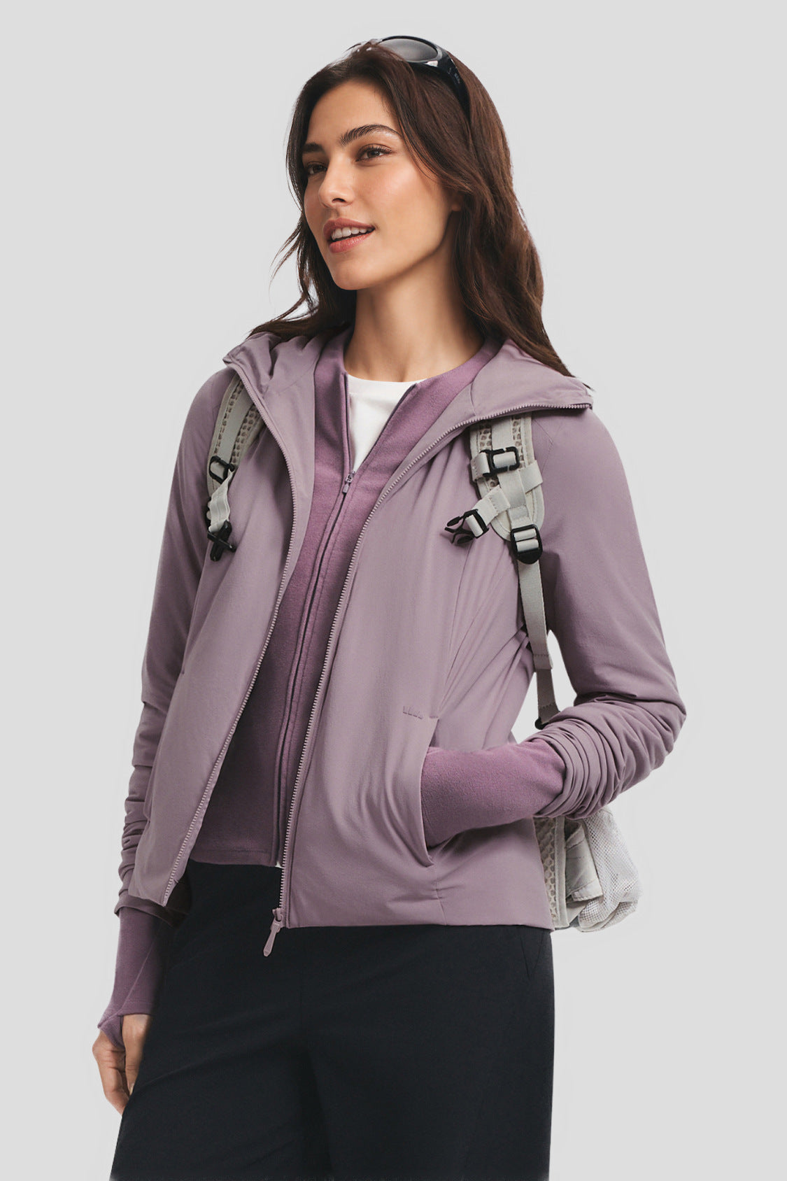 Women's Stretch Hooded Insulated Jacket (Light Warmth) EF005
