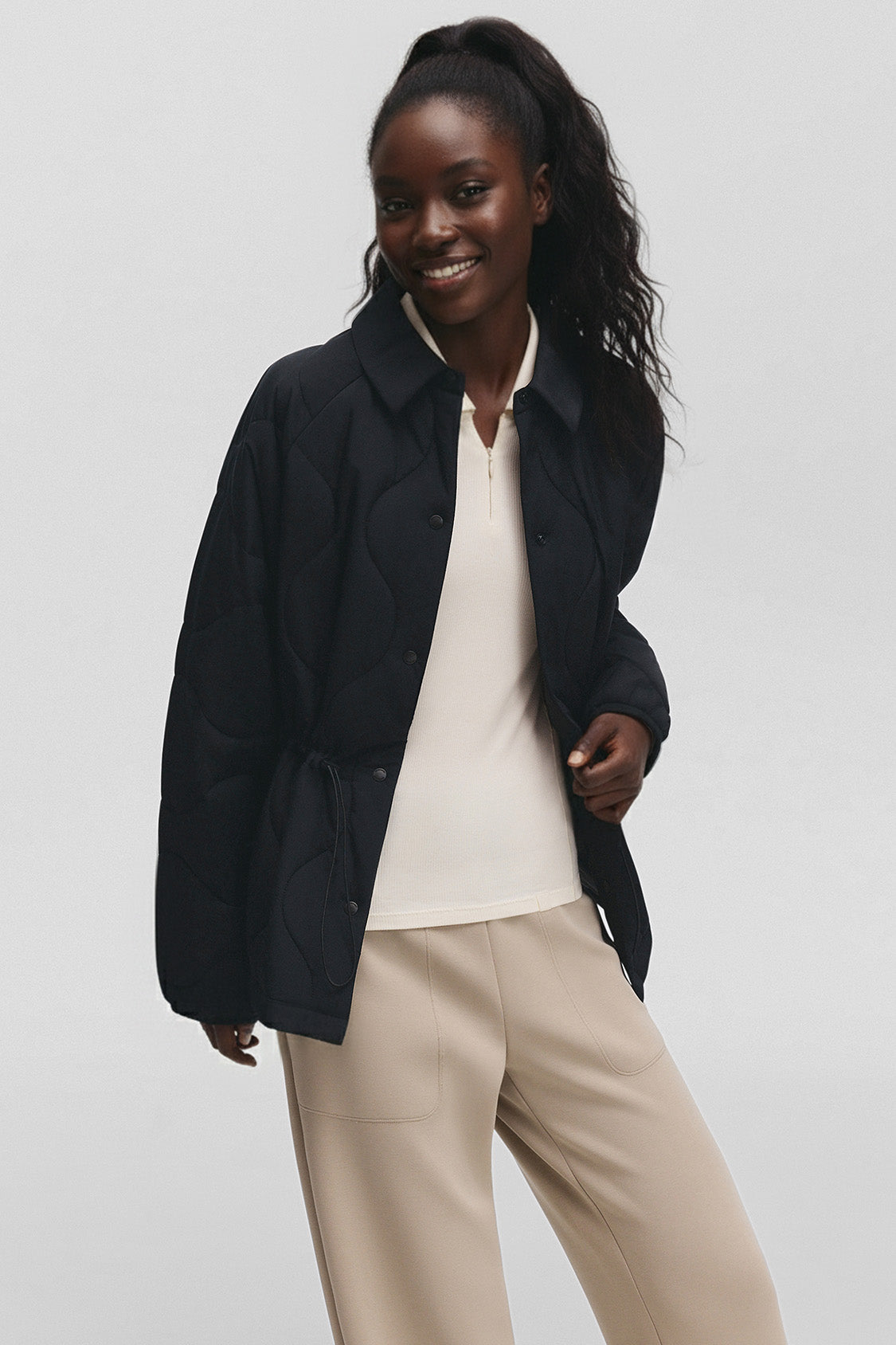 beneunder lapeltrail womens medium warmth lapel collar fleece jacket #color_black