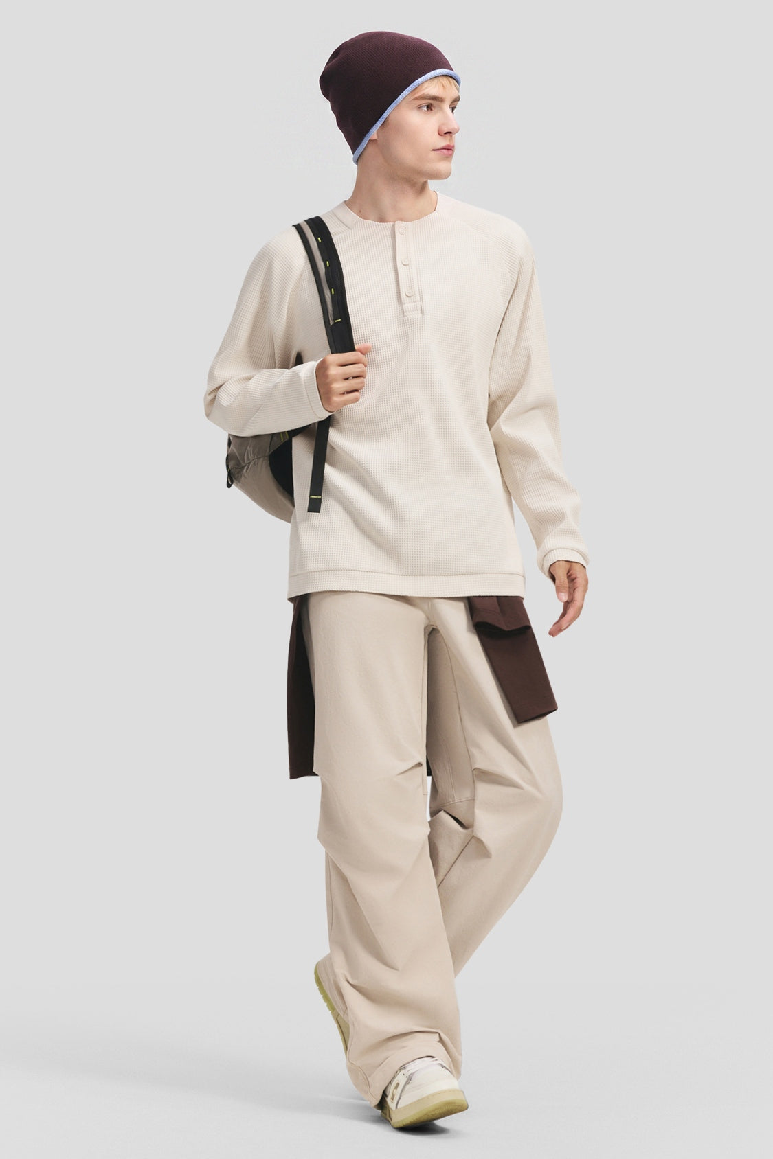 Men's Stretch Breathable Long-Sleeve Henley T-Shirt CT014