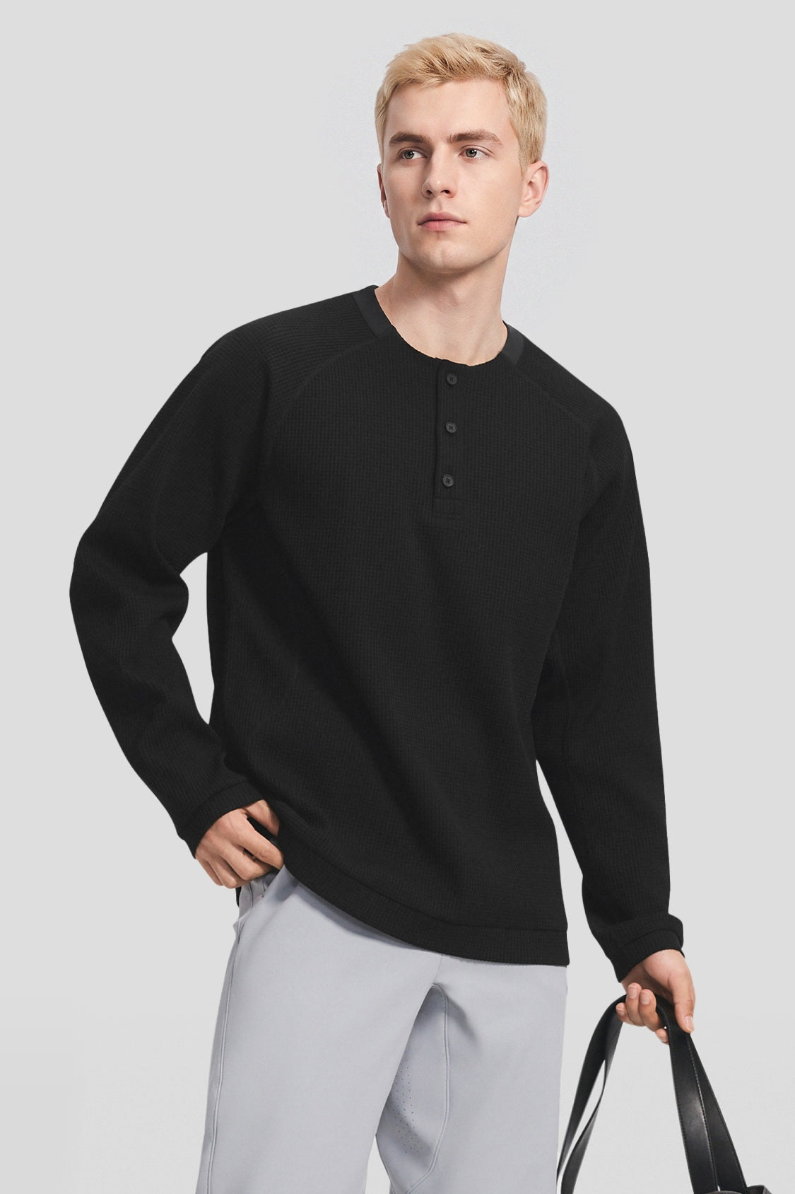 Men's Stretch Breathable Long-Sleeve Henley T-Shirt CT014
