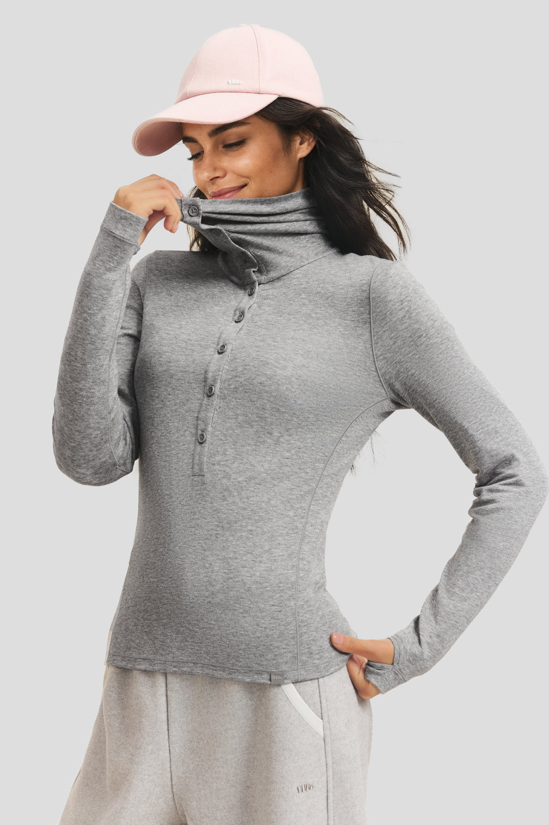 Women's Wool-Blend Collared Base Layer Top (Mid Warmth) HW001