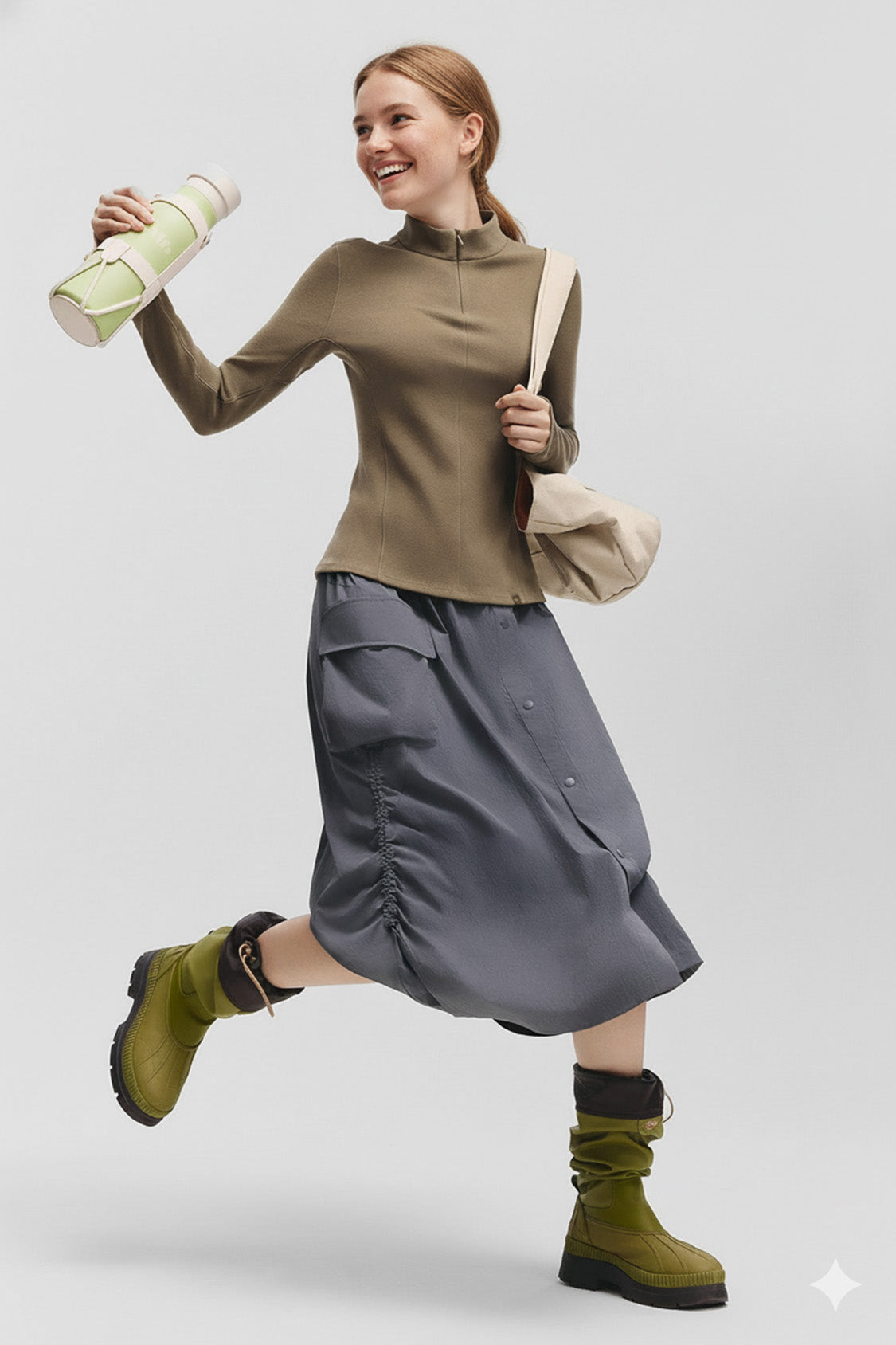 beneunder glacierzip womens medium warmth half zip fleece base layer #color_brown