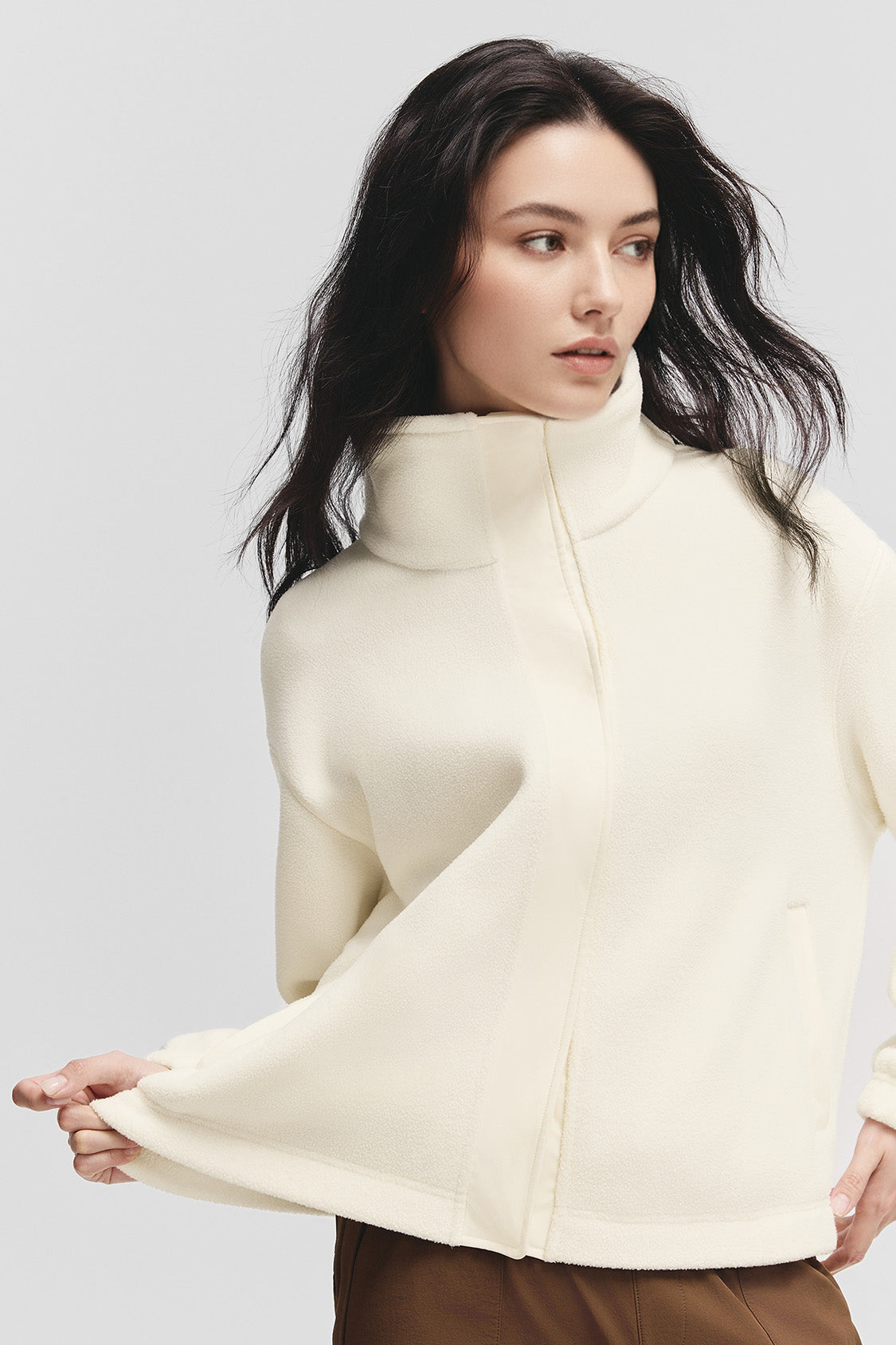 beneunder cozydrift womens light warmth relaxed fit fleece jacket#color_beige