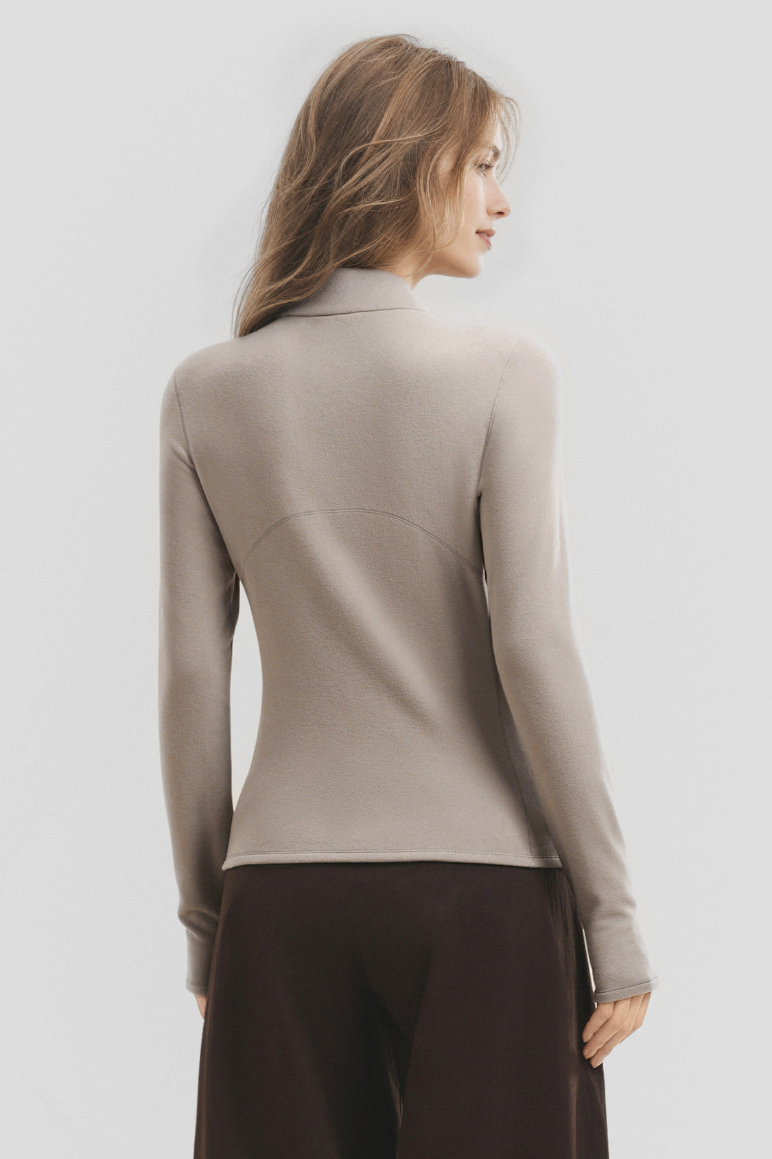 Women's High-Stretch Fleece Stand-Collar Two-Way-Zip Base Layer Top (Mid Warmth) PM021