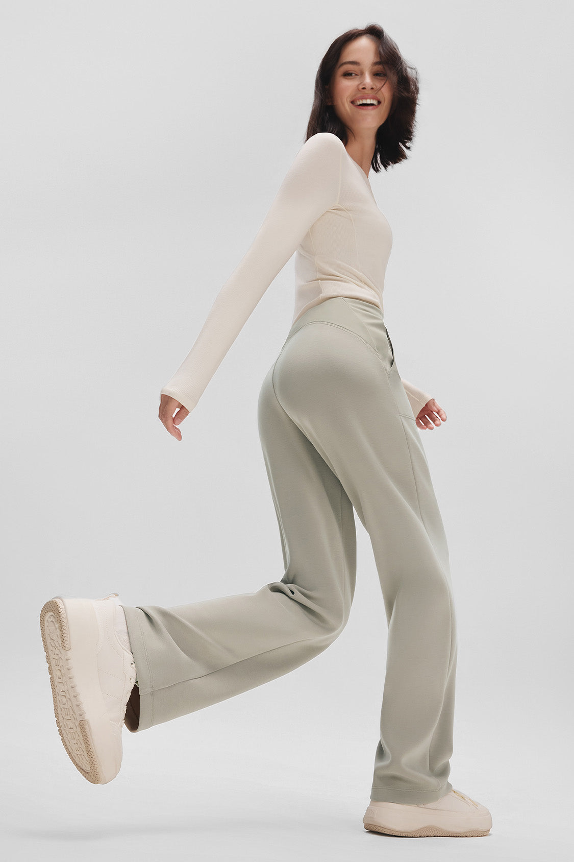 beneunder flexstraight womens high stretch straight leg pants #color_gray