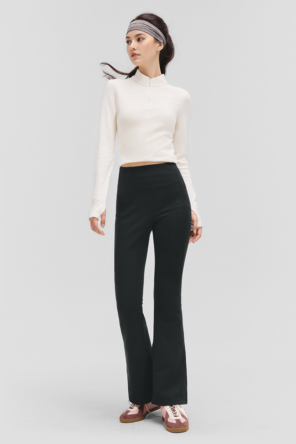 beneunder flareflex – women’s high-stretch thermal flare leggings #color_black