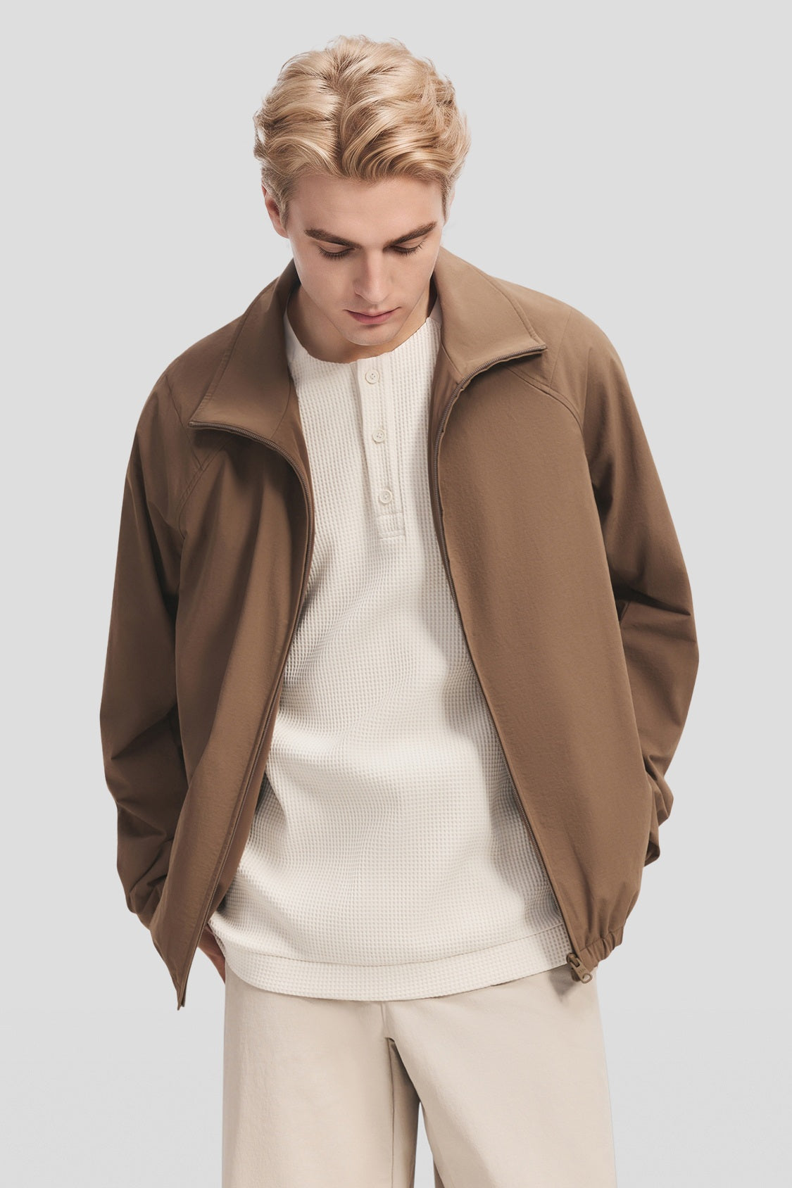Men's Stretch Breathable Long-Sleeve Henley T-Shirt CT014