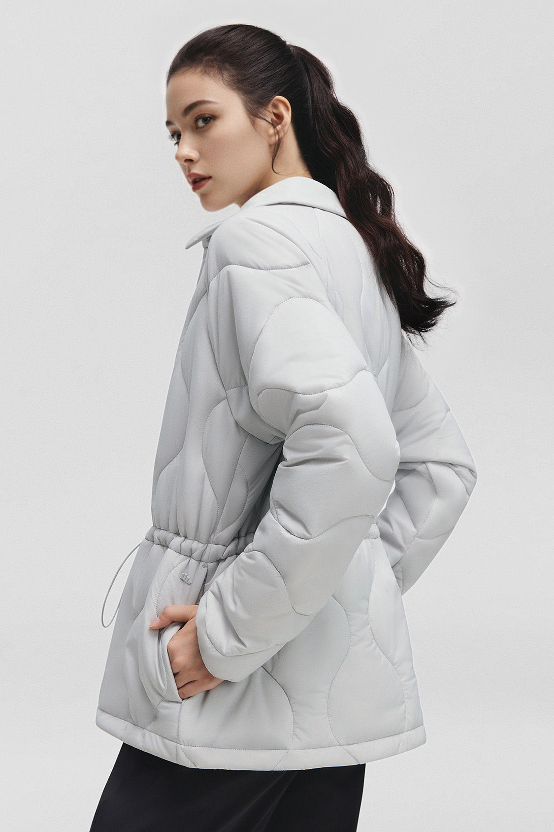 beneunder lapeltrail womens medium warmth lapel collar fleece jacket #color_gray