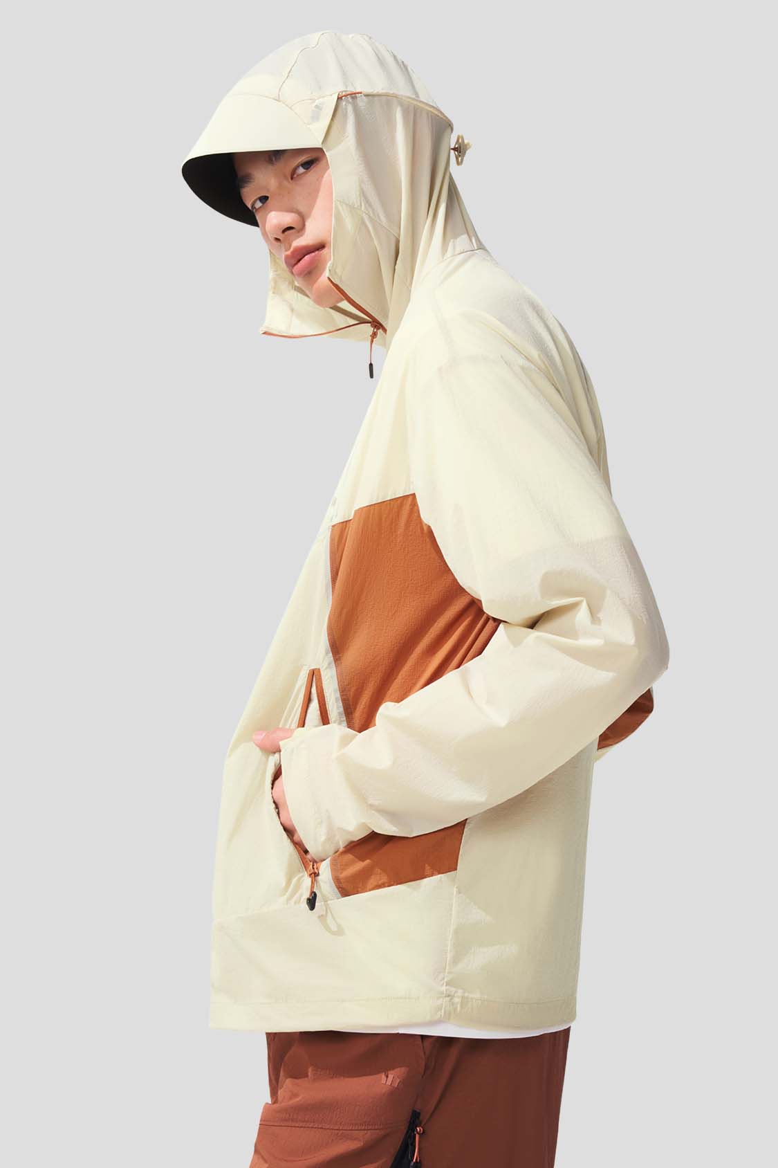 beneunder men's jacket #color_beige - orange