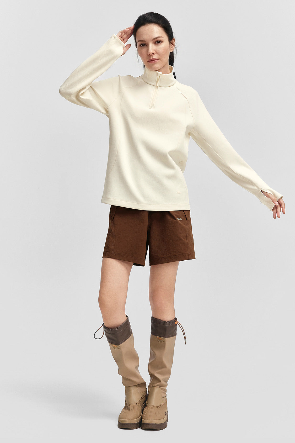 FlexWarm – Women’s High-Stretch Fleece-Feel Half-Zip Long Sleeve Top (Light Warmth)