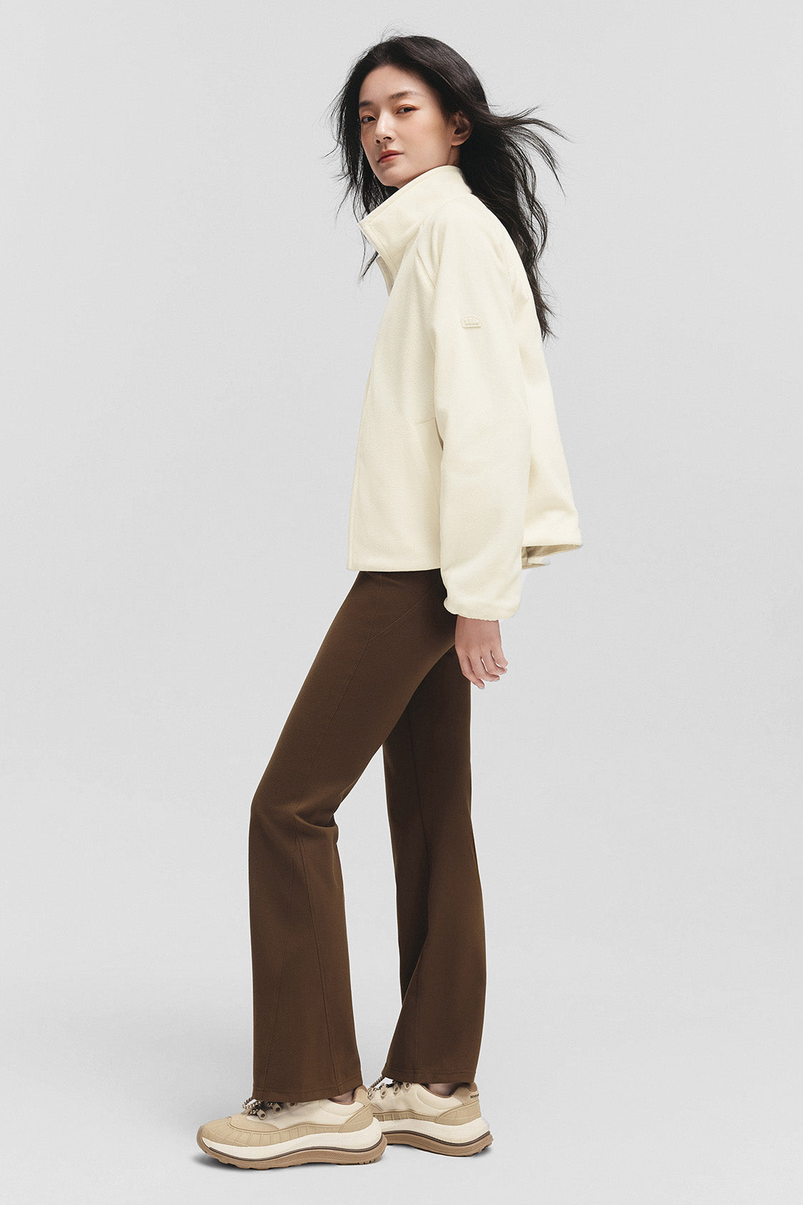 beneunder flipbreeze womens light warmth reversible fleece jacket#color_beige - white