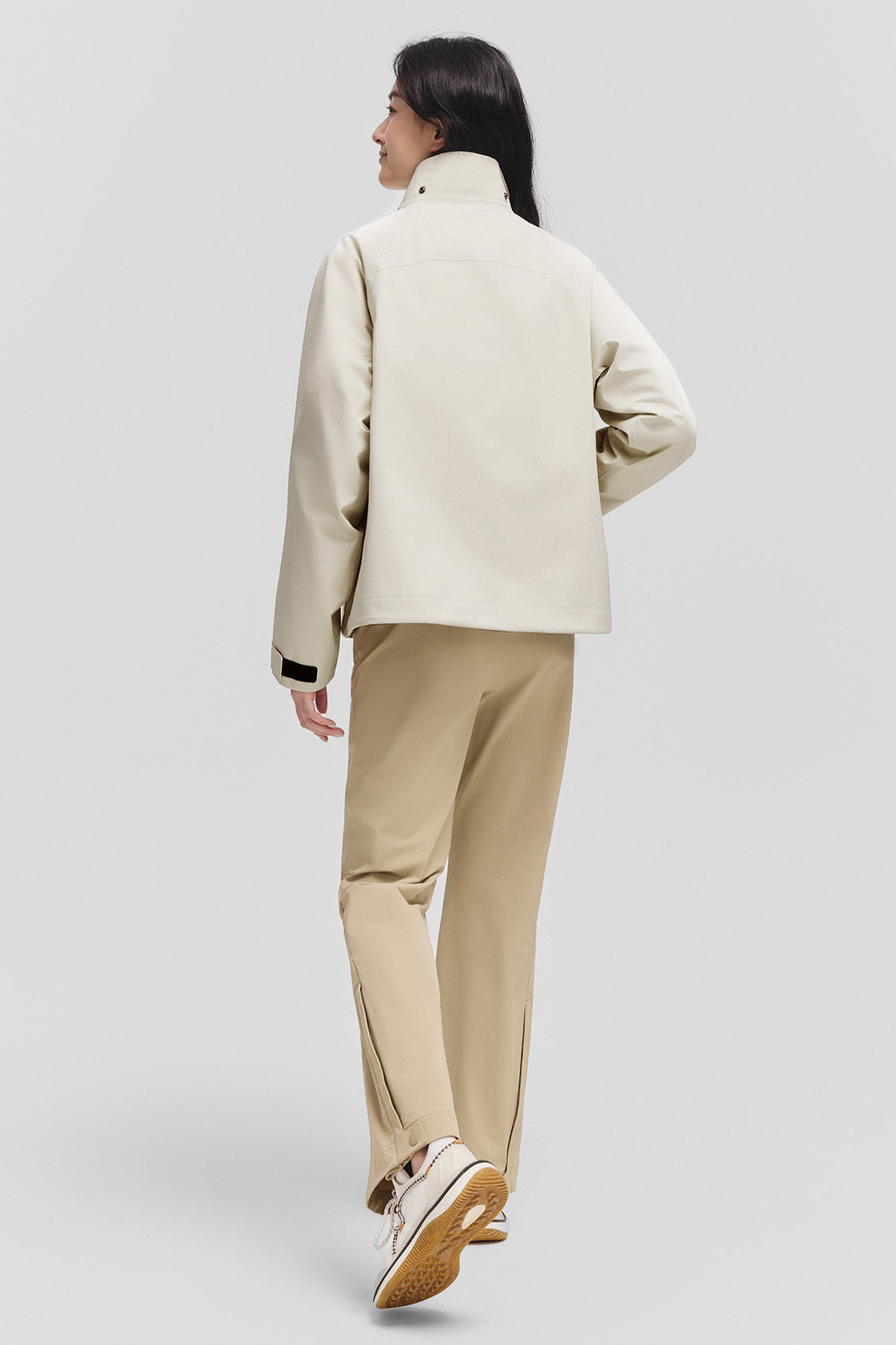 beneunder peakflex – women’s stretch insulated shell jacket (removable hood, warm liner) #color_beige