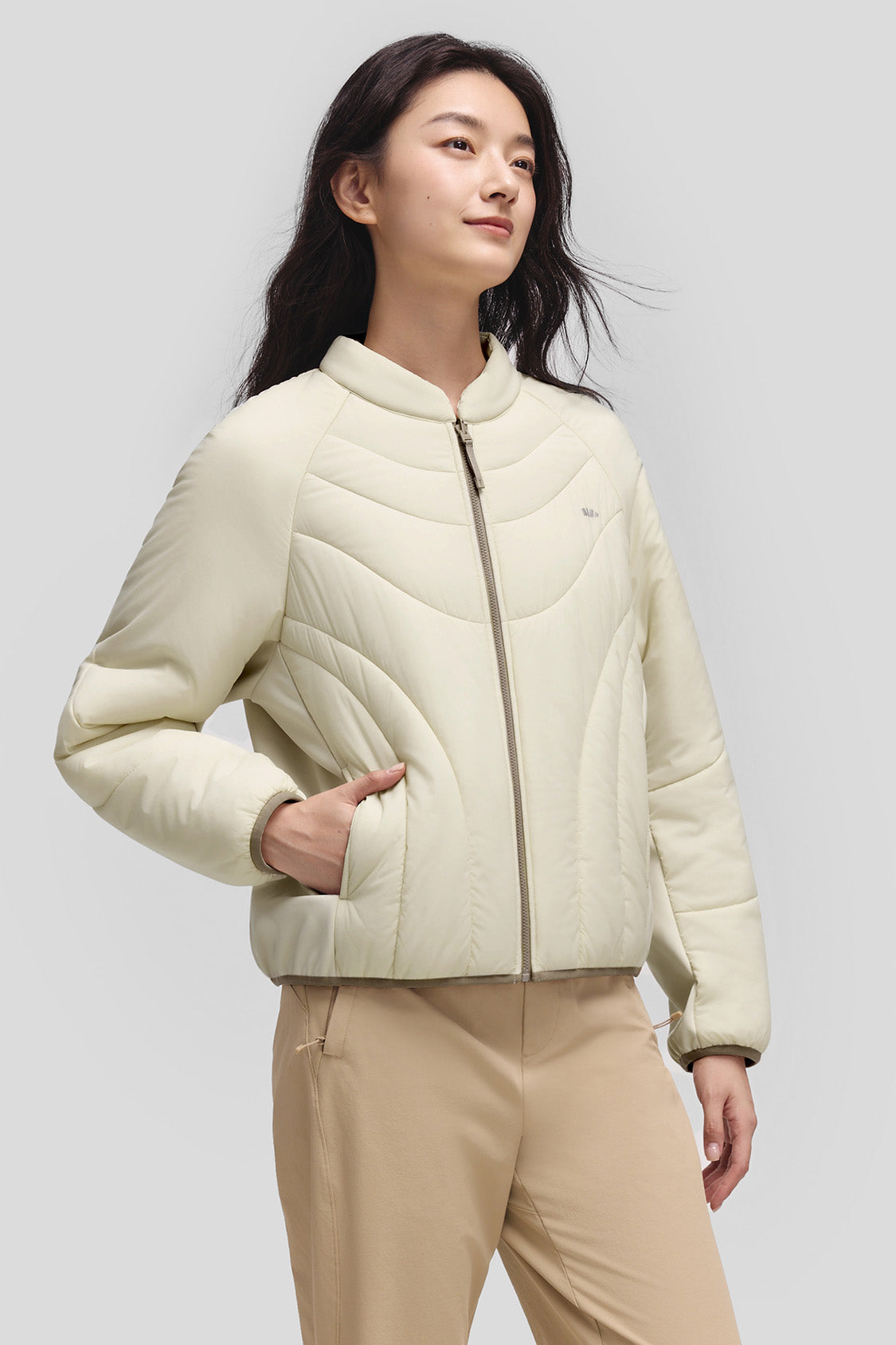 beneunder peakflex – women’s stretch insulated shell jacket (removable hood, warm liner) #color_beige