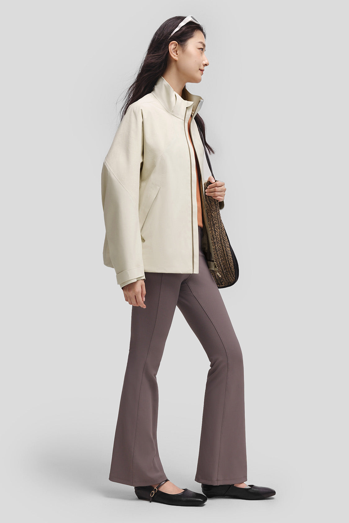 beneunder peakflex – women’s stretch insulated shell jacket (removable hood, warm liner) #color_beige