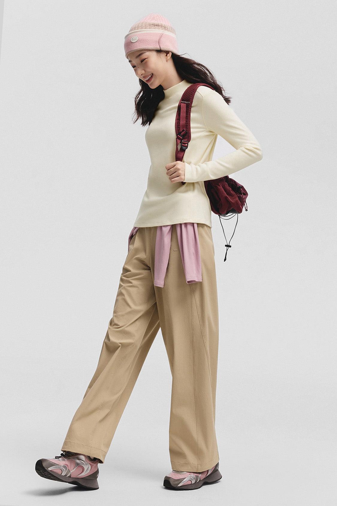 beneunder frostease womens medium warmth half turtleneck fleece base layer #color_beige