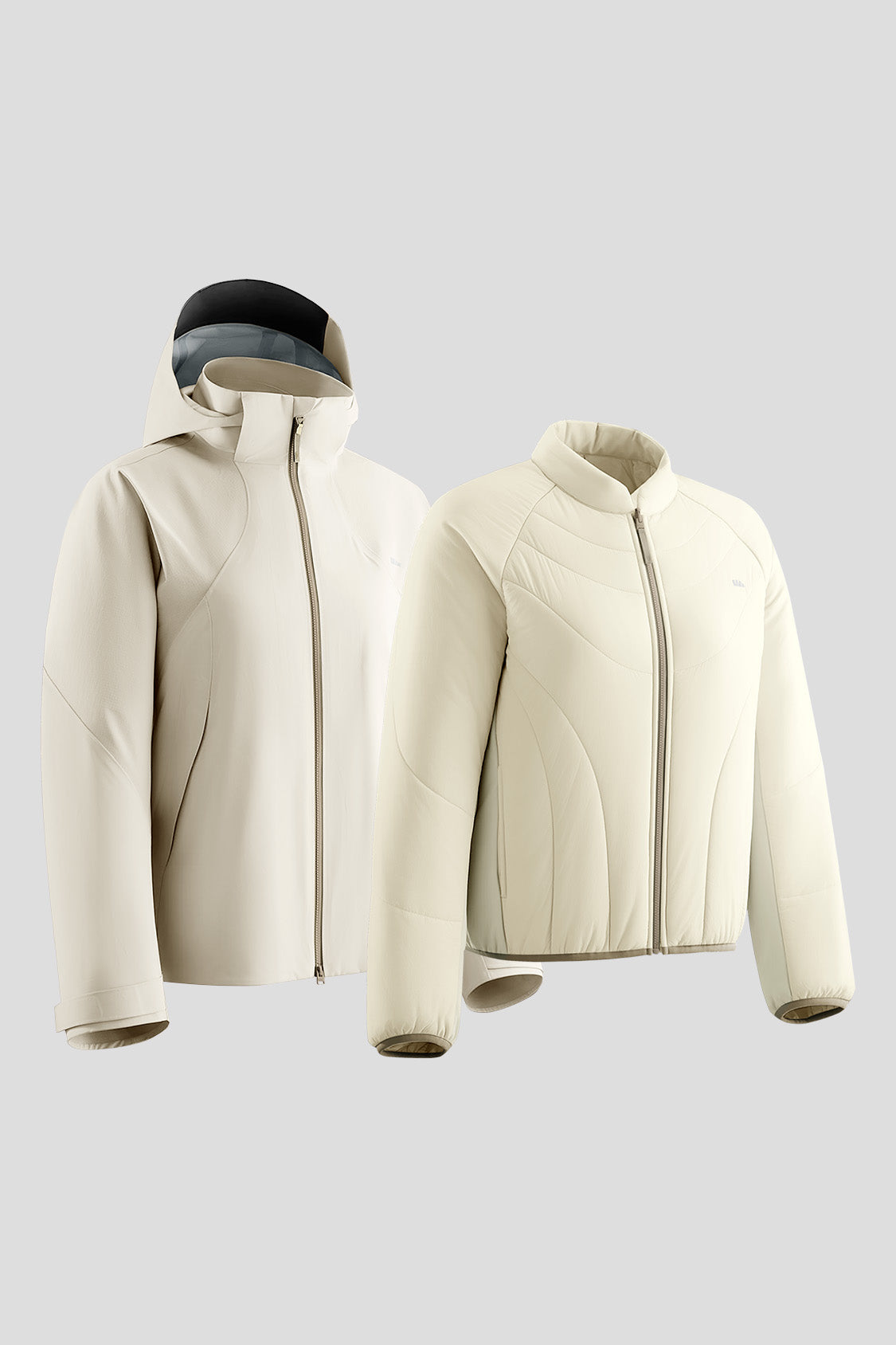 beneunder peakflex – women’s stretch insulated shell jacket (removable hood, warm liner) #color_beige