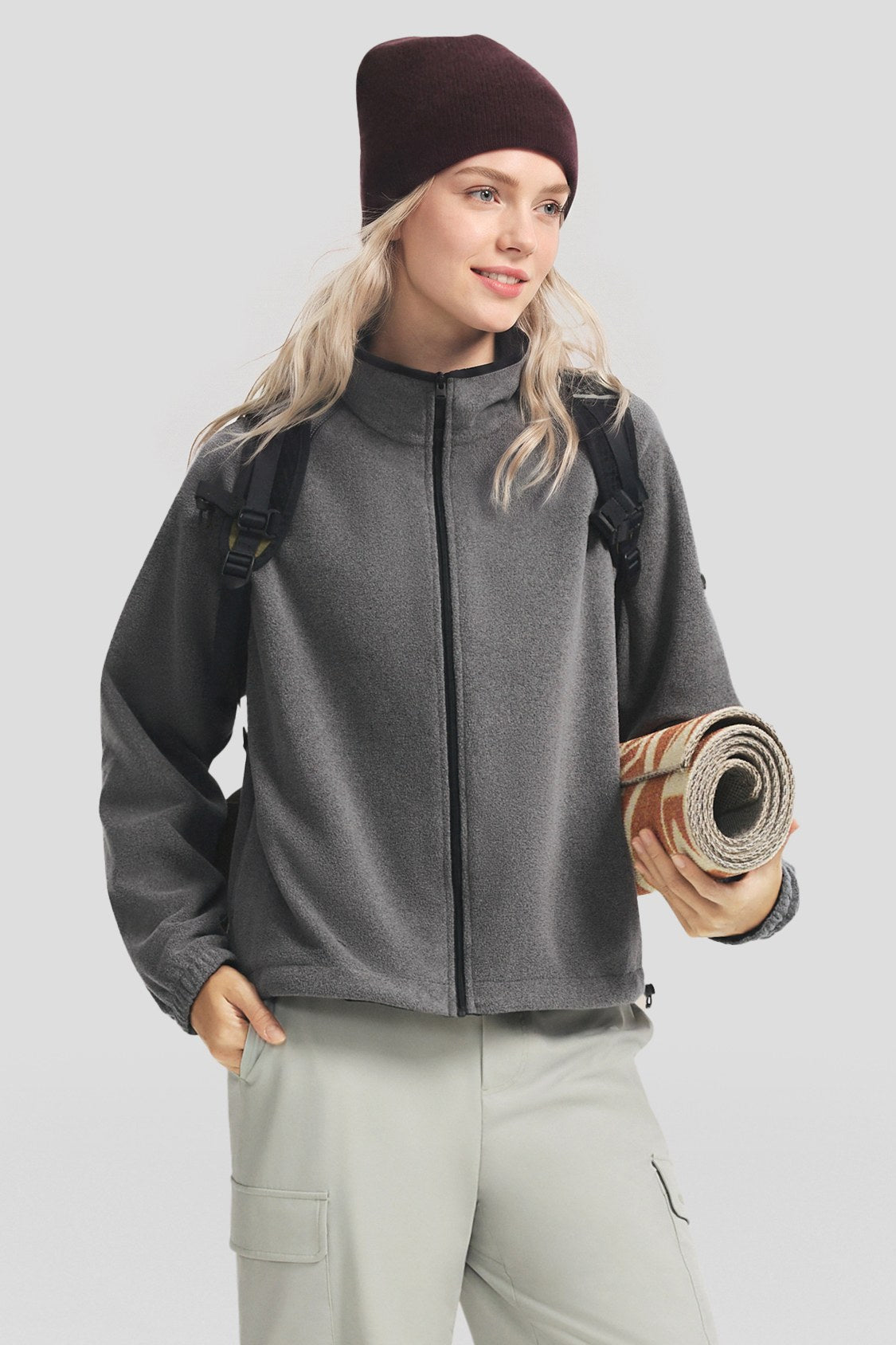 Women's Reversible Stand-Collar Micro Fleece Jacket (Mid Warmth) PM031