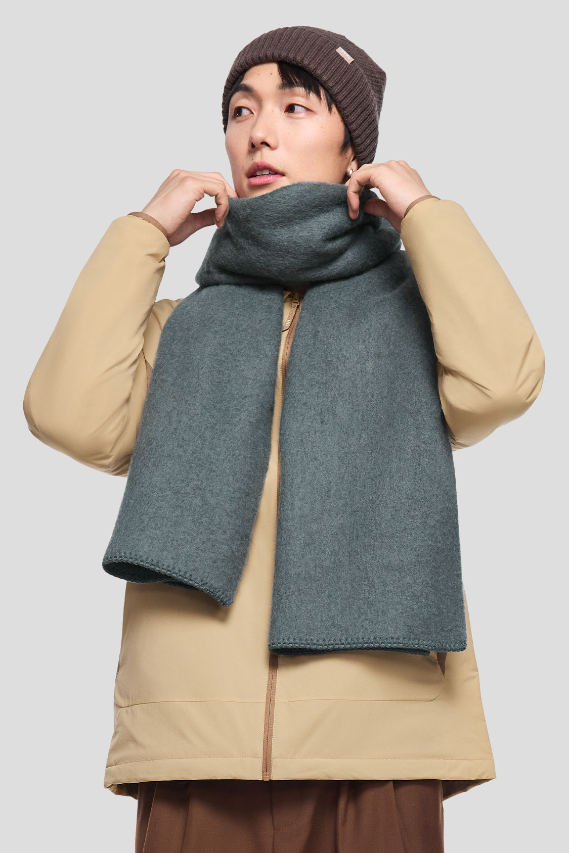 beneunder shawl #color_blue mist gray