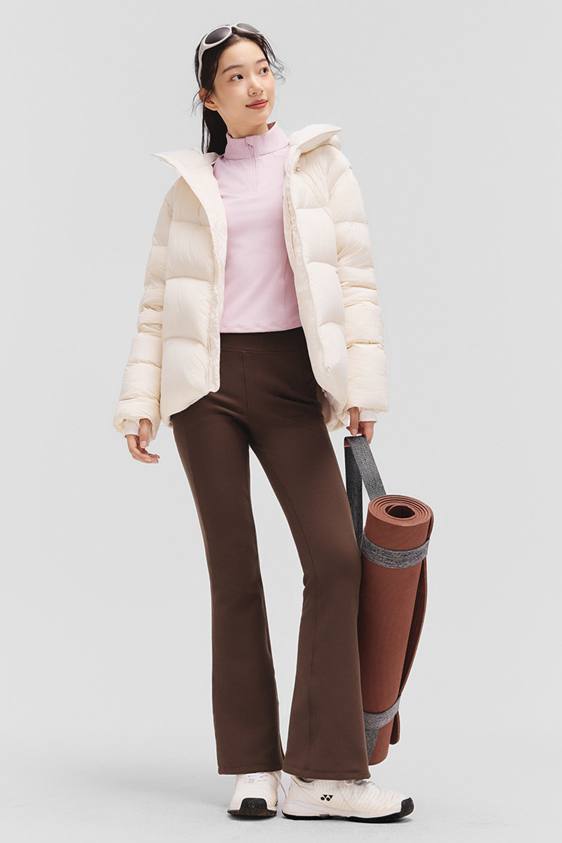 beneunder flareflex – women’s high-stretch thermal flare leggings #color_brown