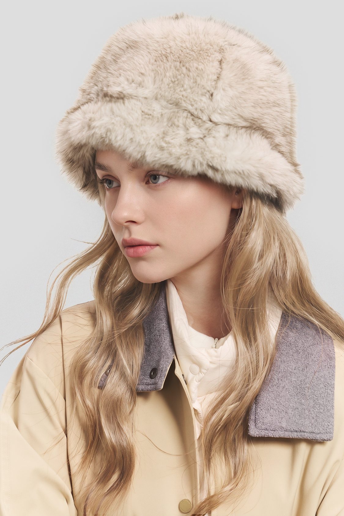 Thermischer Bucket-Hat aus Fleece mit unterschiedlicher Florhöhe PM047