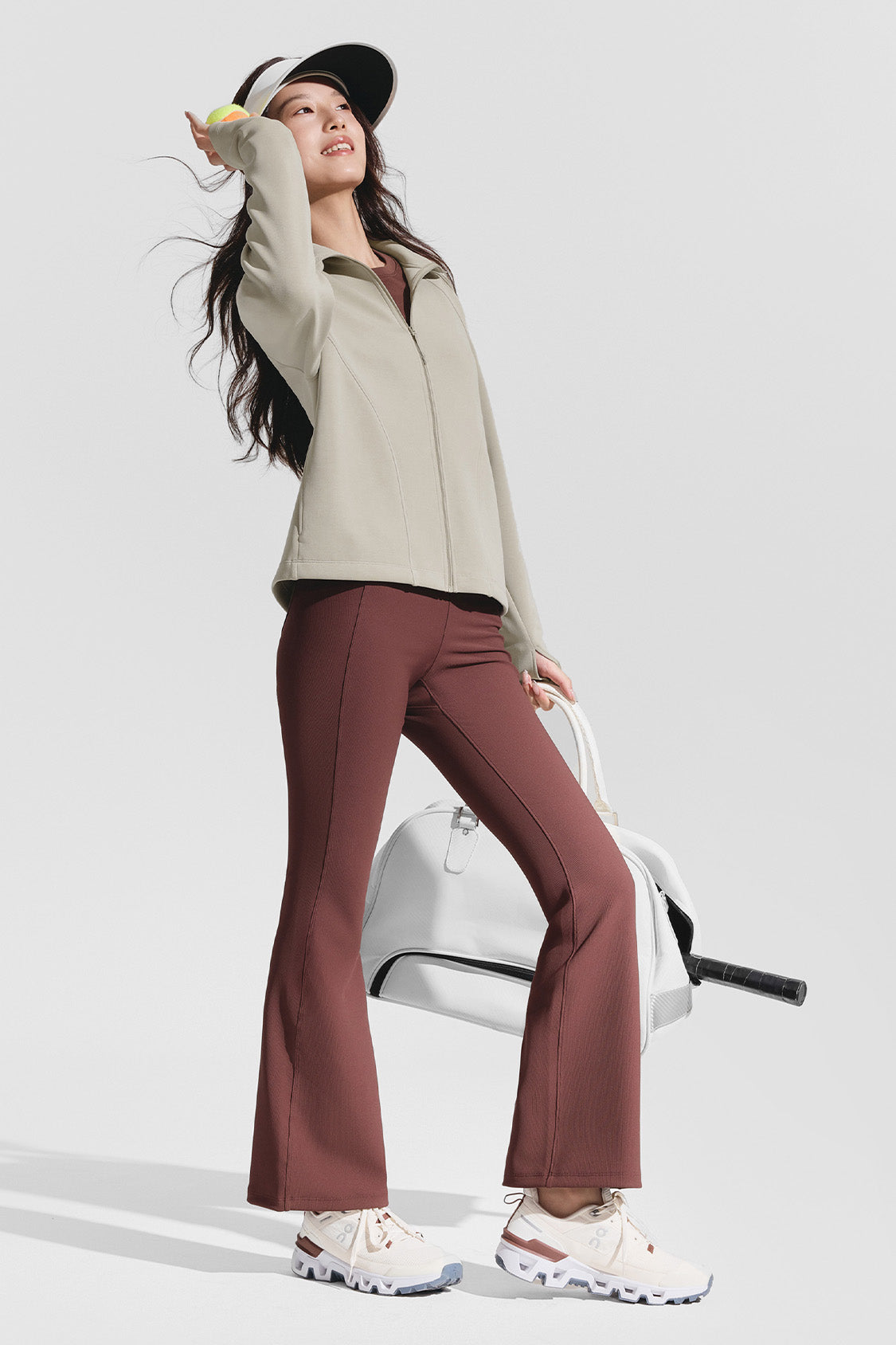 beneunder breezeshield womens high collar windproof sun jacket upf50#color_coffee